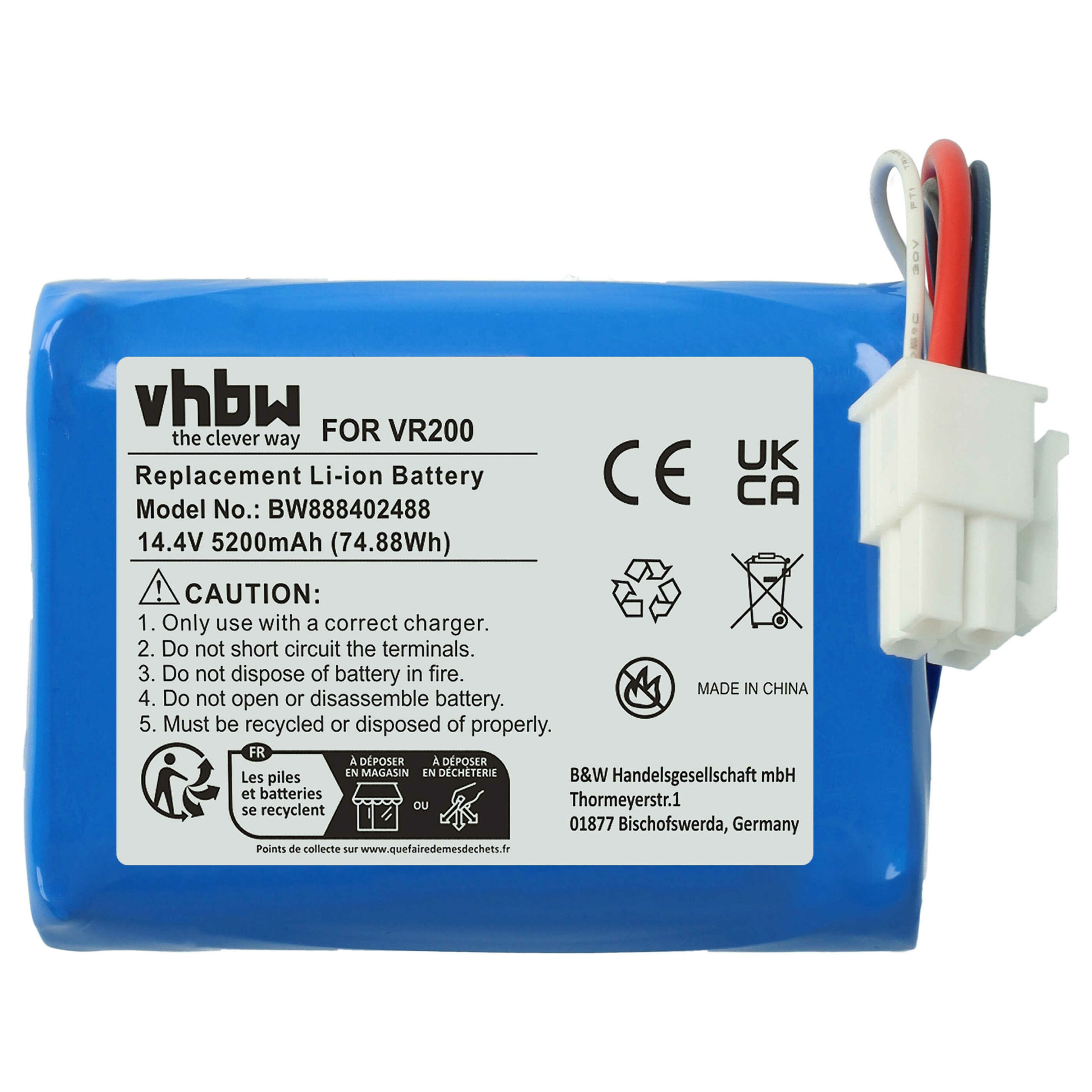 Bateria vhbw 5200mAh 14.4V Li-Ion para Vorwerk 20884-1