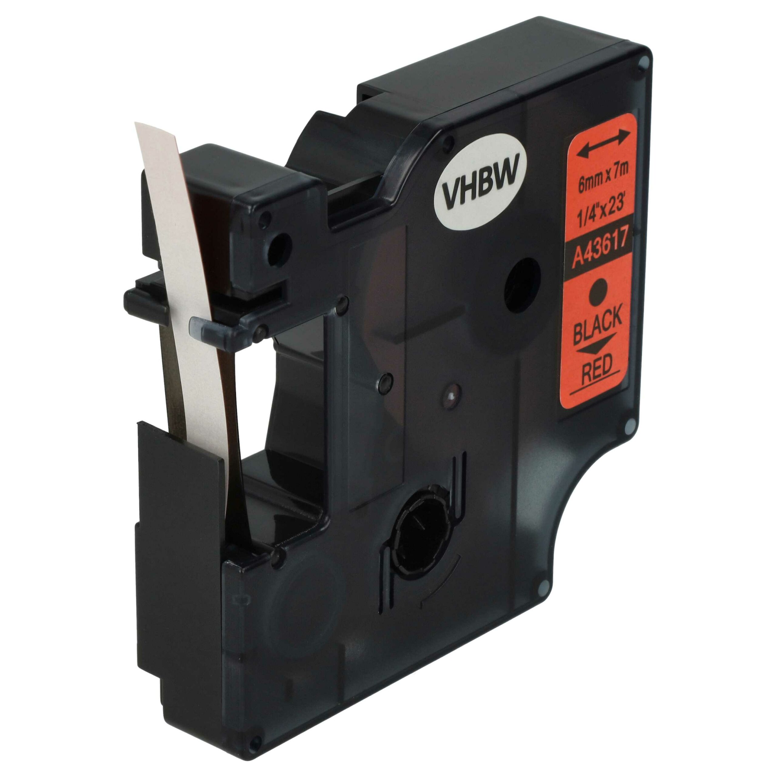 Fita de Etiquetas compatível com Dymo D1 43617 - 6 mm Preto sobre Vermelho