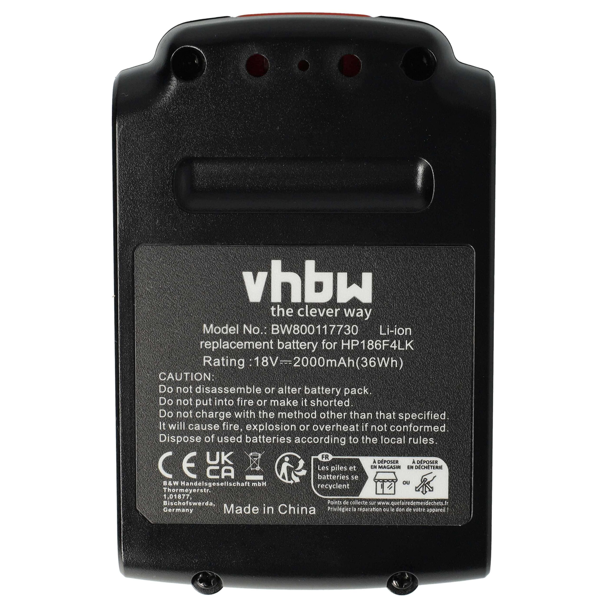 2 Baterias vhbw 18V 2000 mAh Li-Ion para Black & Decker BL1318, BL1518, BL1518-XJ - Image 3