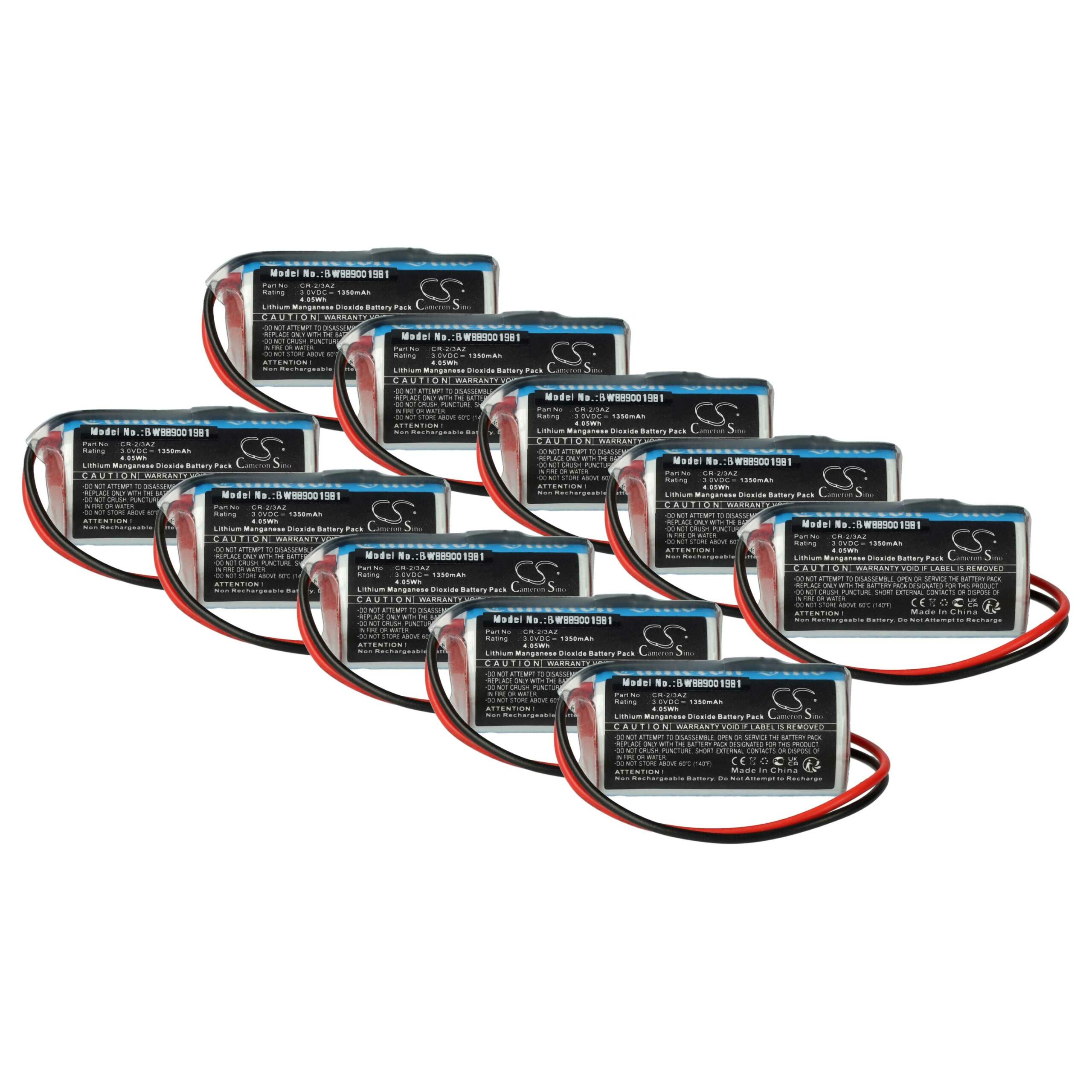 Pack 10x Baterias CR-2/3AZ vhbw para Verisure ENiQ - 1350 mAh 3V Li-MnO2