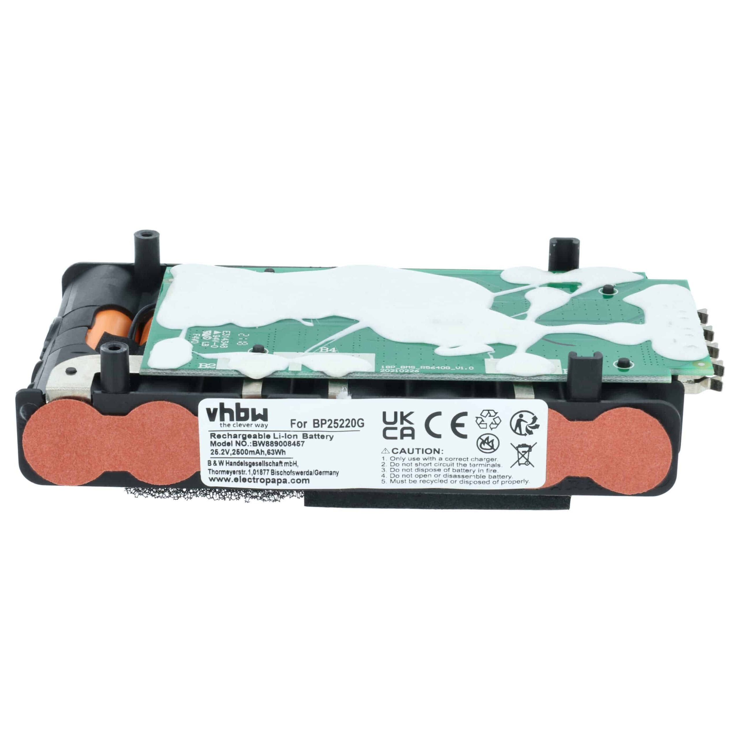 Bateria vhbw para Grundig, Beko, Midea - 2500mAh, 25.2V, Li-Ion (compatível BP25220G, BP2522A) - Image 3