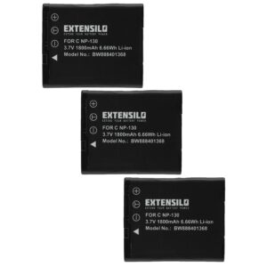 3x Bateria EXTENSILO para Casio NP-130, NP-130A - 1800mAh, 3.7V, Li-Ion