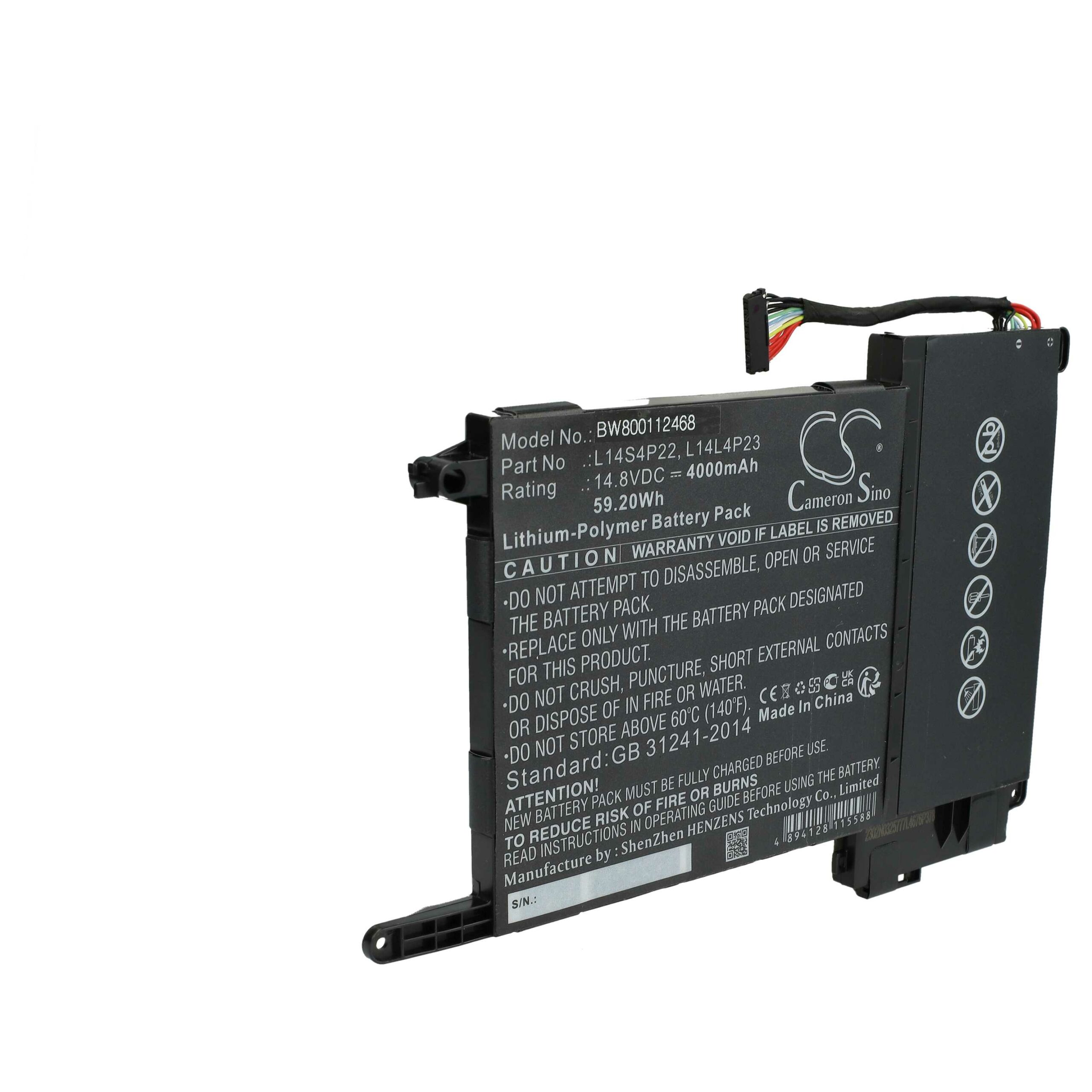Bateria vhbw para Lenovo - 4000 mAh, 14.8 V, Li-polímero (L14M4P23, L14L4P23, L14S4P22) - Image 3