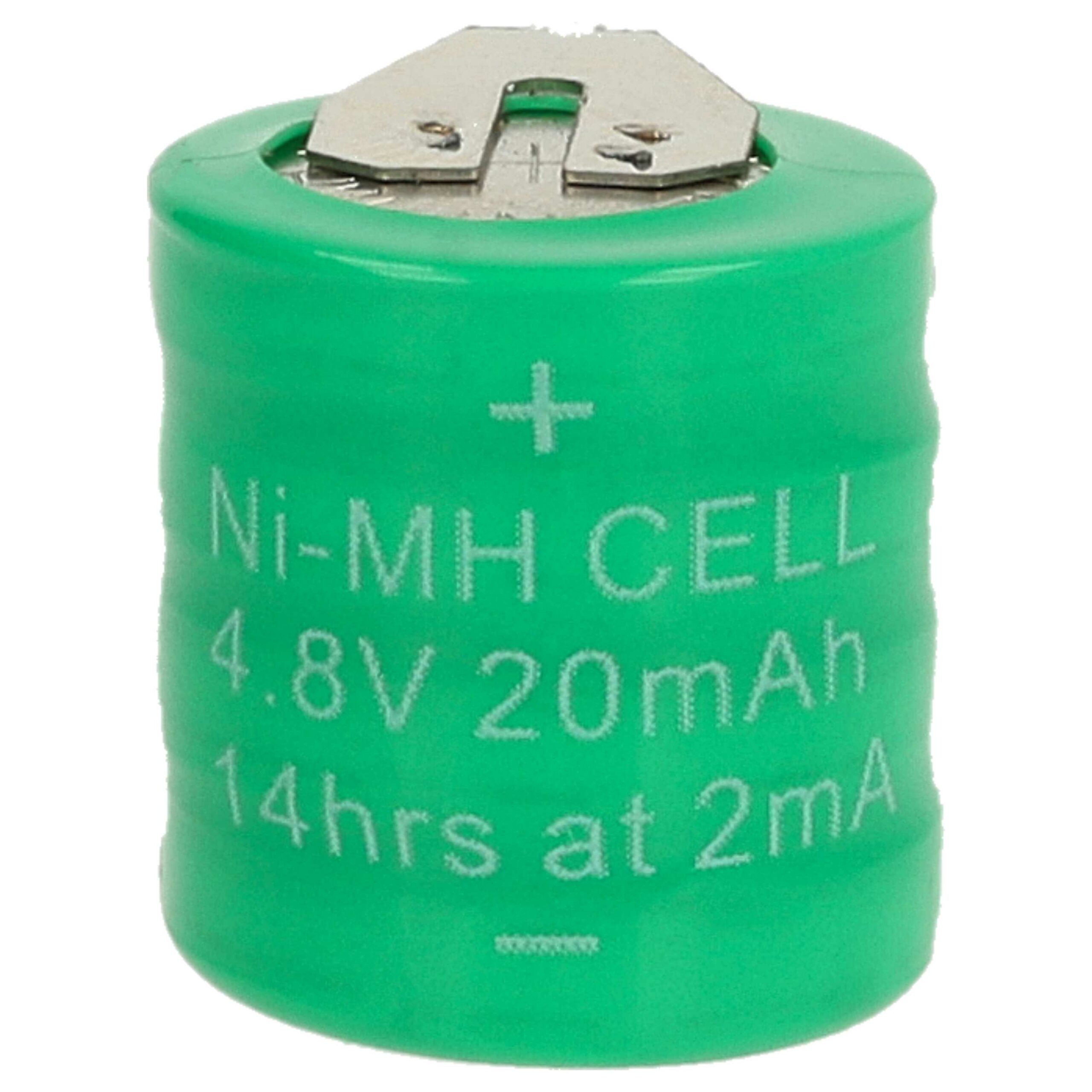 Pack 5x Pilhas Botão Recarregáveis vhbw Tipo 4/V15H - 15 mAh 4.8 V NiMH com 2 Contactos - Image 3
