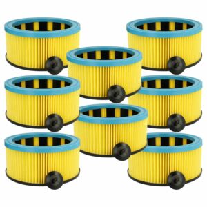 8x Filtro de Cartucho Substituto Metabo 631753000 para Aspirador Hitachi, Preto/Azul/Amarelo