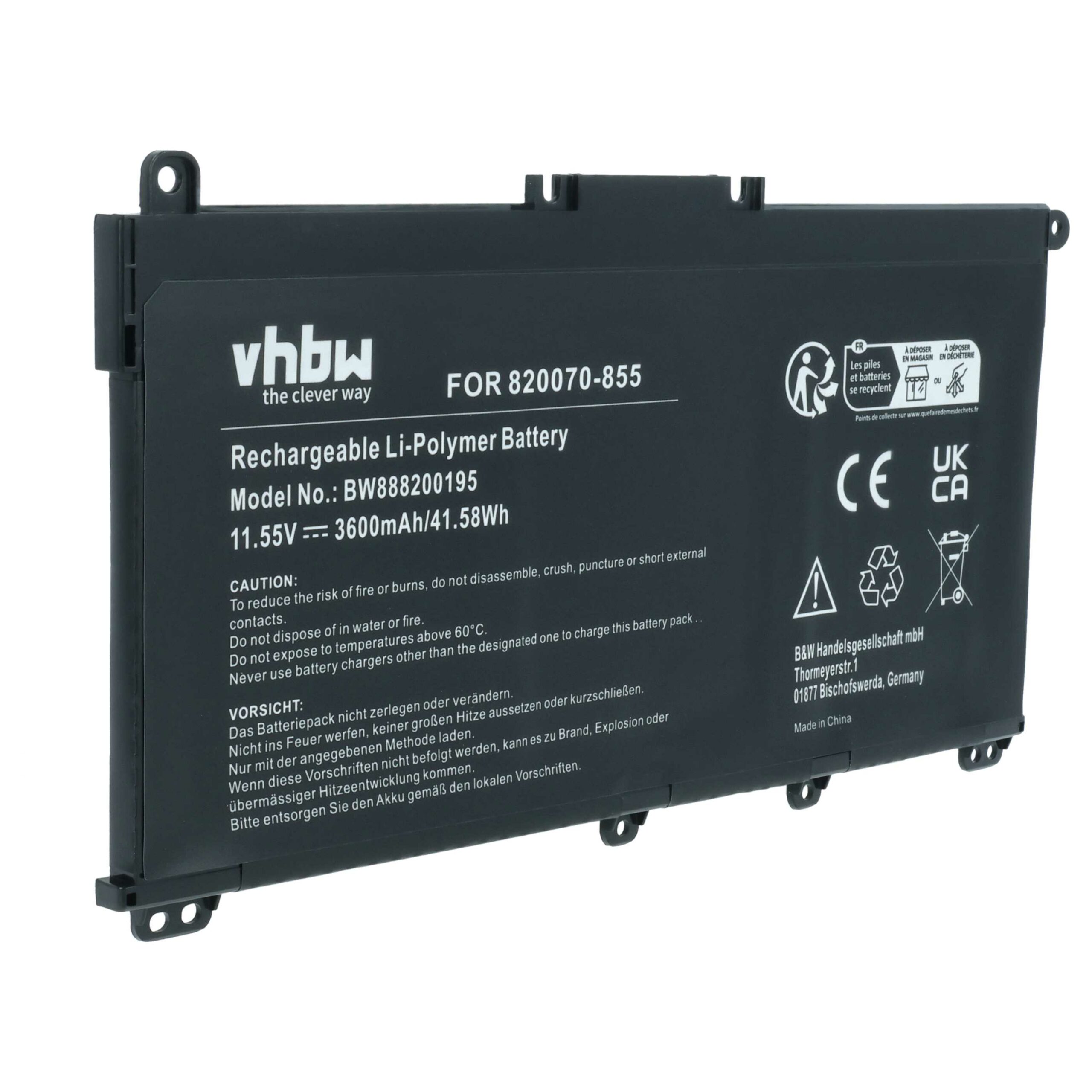 Bateria para Portátil HP HSTNN-DB8S, HSTNN-DB8R, HSTNN-IB80 - 3600 mAh 11.55 V Li-Ion
