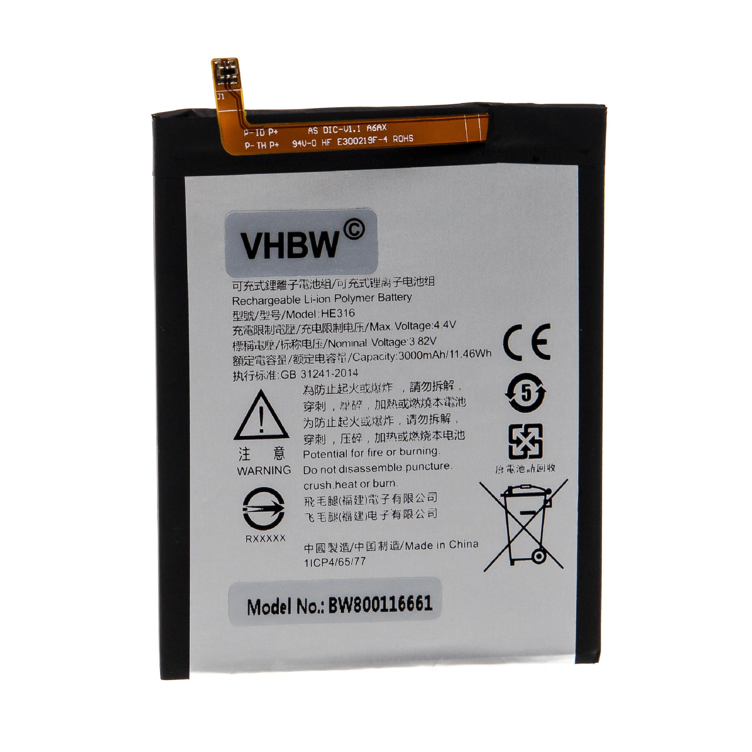 Bateria para Nokia HE335, HE316, HE317 - 3000 mAh 3.85 V Li-polymer vhbw