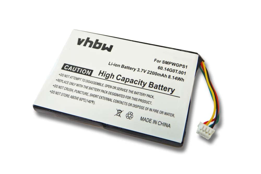 Bateria vhbw para GPS Magellan/Medion - 2200mAh, 3.7V (Substitui SMPWGPS1, 60.14G0T.001)