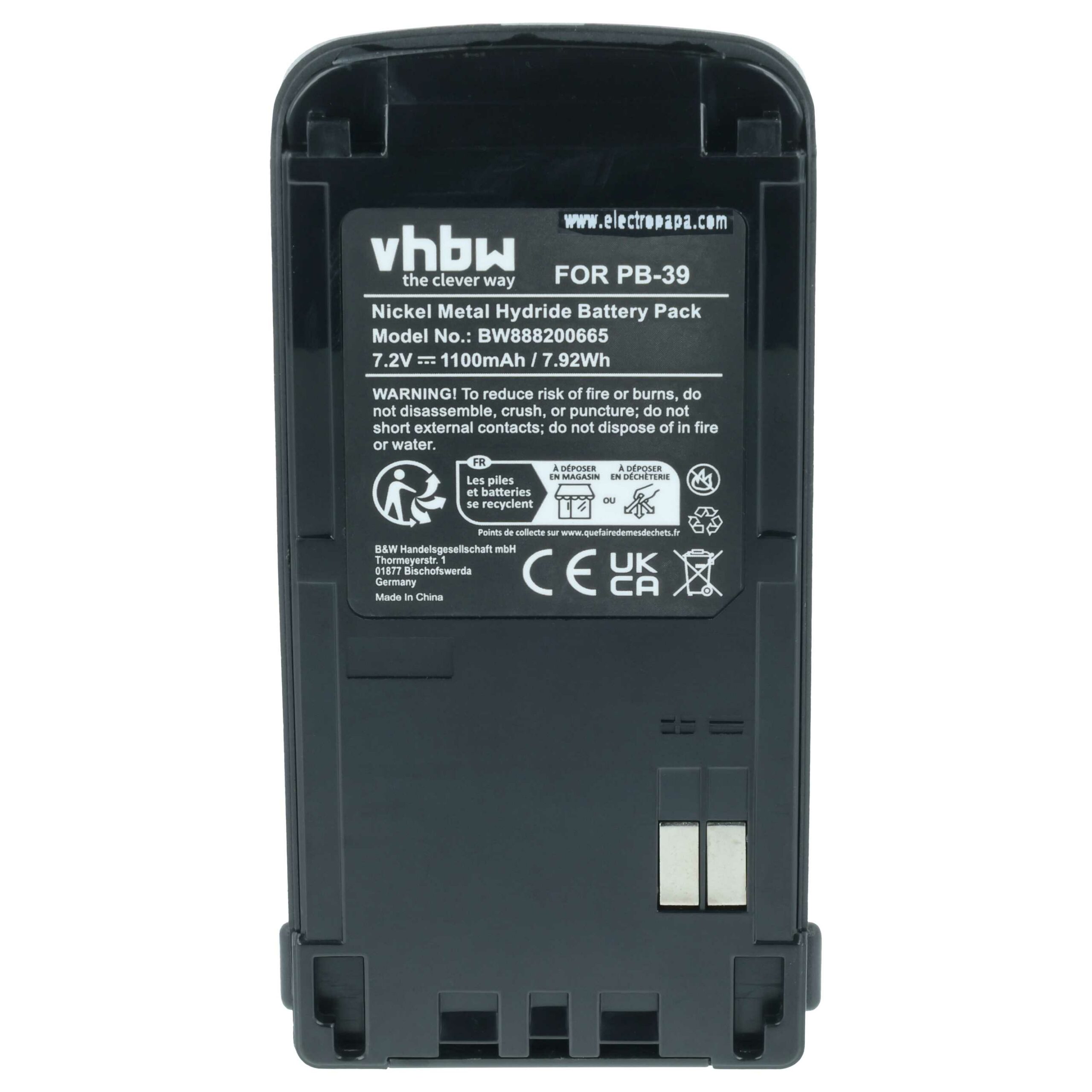 Bateria vhbw 2x para Rádio Kenwood PB-39H, PB-39, PB-38 - 1100 mAh 7.2 V NiMH com Clip de Cinto - Image 3