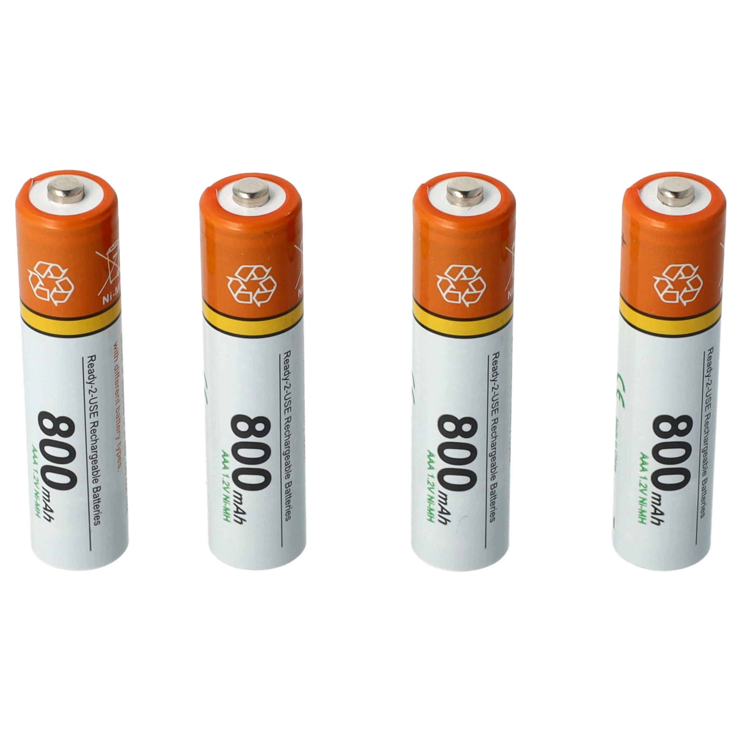 4x Baterias vhbw AAA 800 mAh 1.2V NiMH para Telefones Fixos Philips, Grundig, Sennheiser e Compatíveis - Image 2