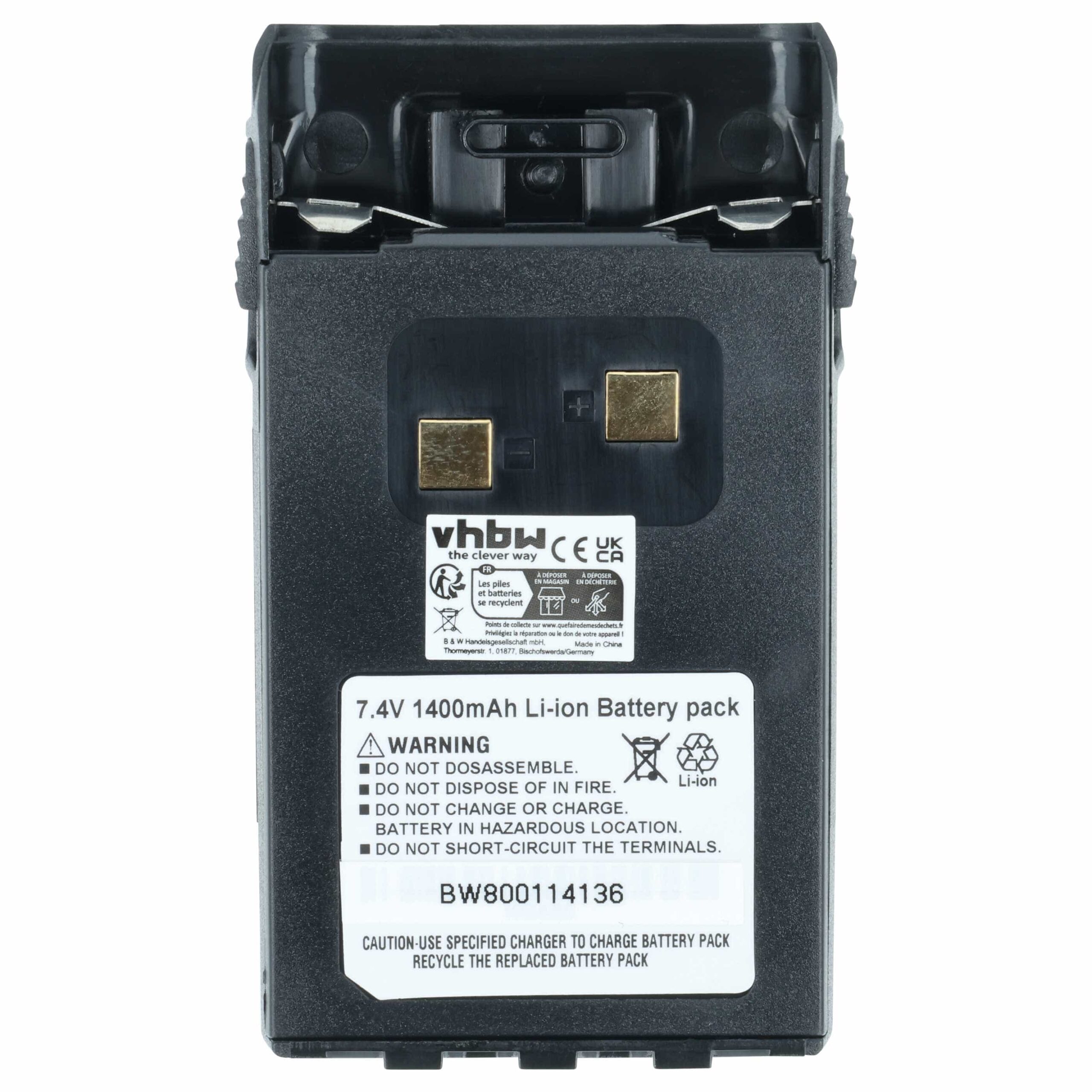 Bateria de Rádio 2x vhbw BLO-004, BLO-007, BLO-001 - 1400 mAh 7.4 V Li-Ion com Clip de Cinto - Image 3