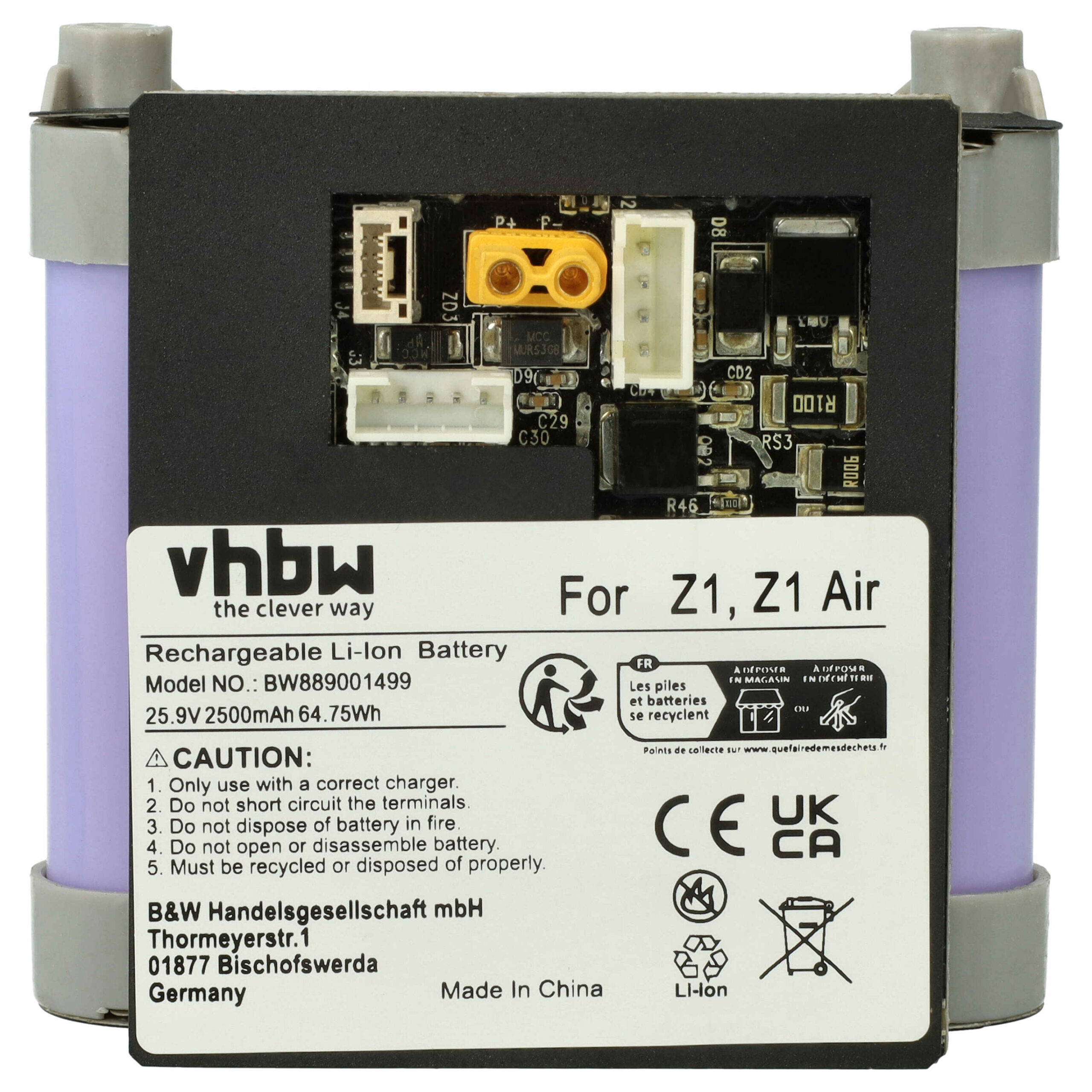 Bateria vhbw 2500mAh 25.9V Li-Ion para Roidmi Z1 Air XCQ15RM, XCQ05RM