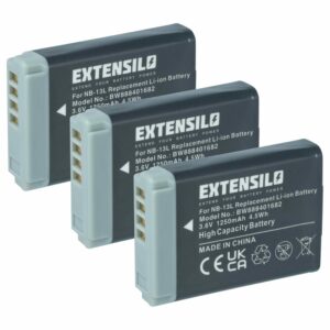 Bateria EXTENSILO NB-13L para Canon - 1250mAh, 3.6V, Li-Ion (Pack 3x)