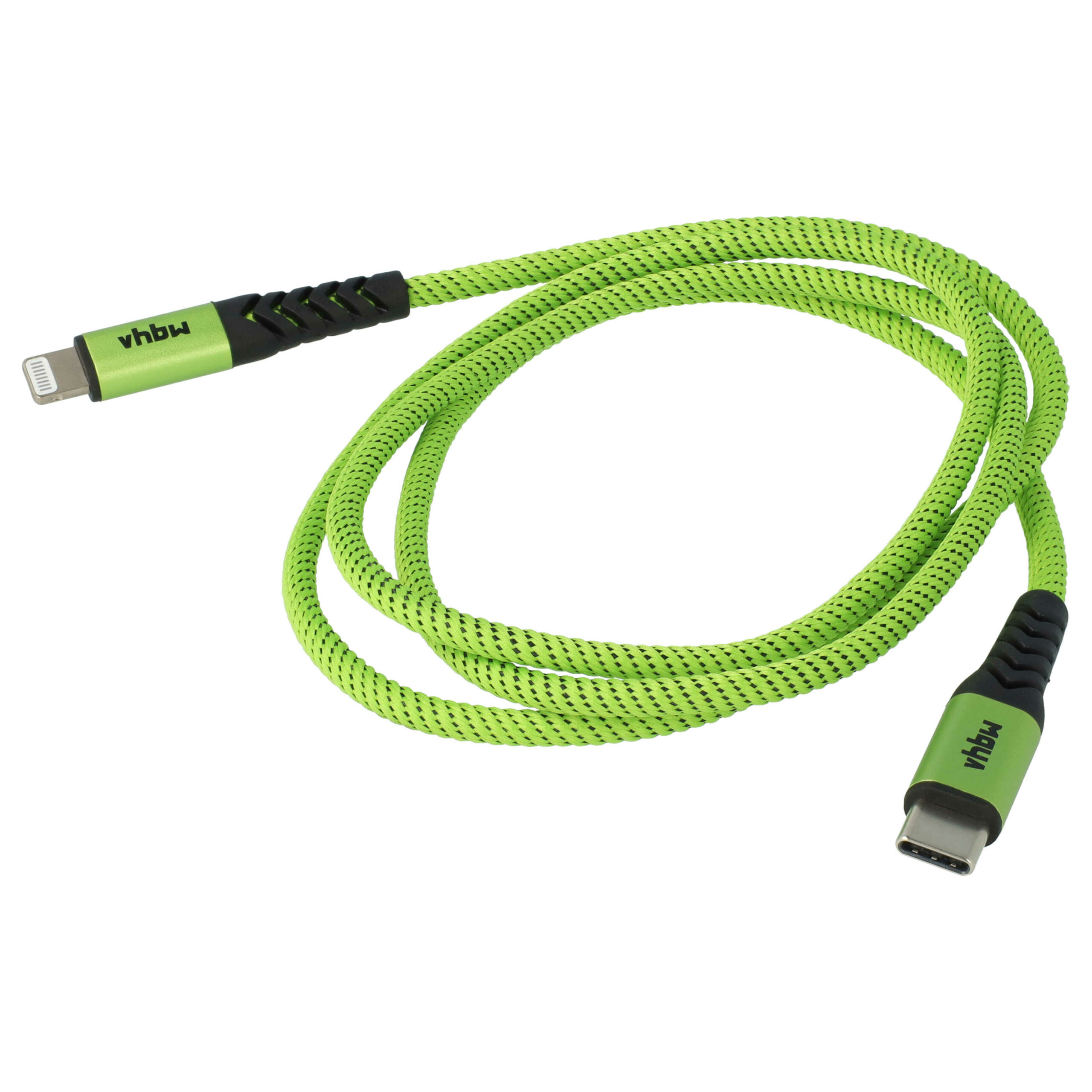 Cabo Lightning USB-C Thunderbolt 3 para Apple MacBook iPhone iPad - vhbw 100cm Verde Preto - Image 4