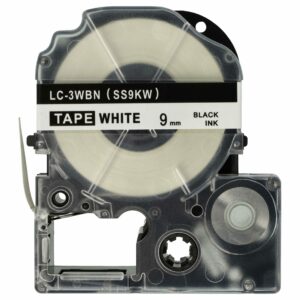 Fita de Etiquetagem Compatível com Epson LC-3WBN - 9 mm Preto sobre Branco