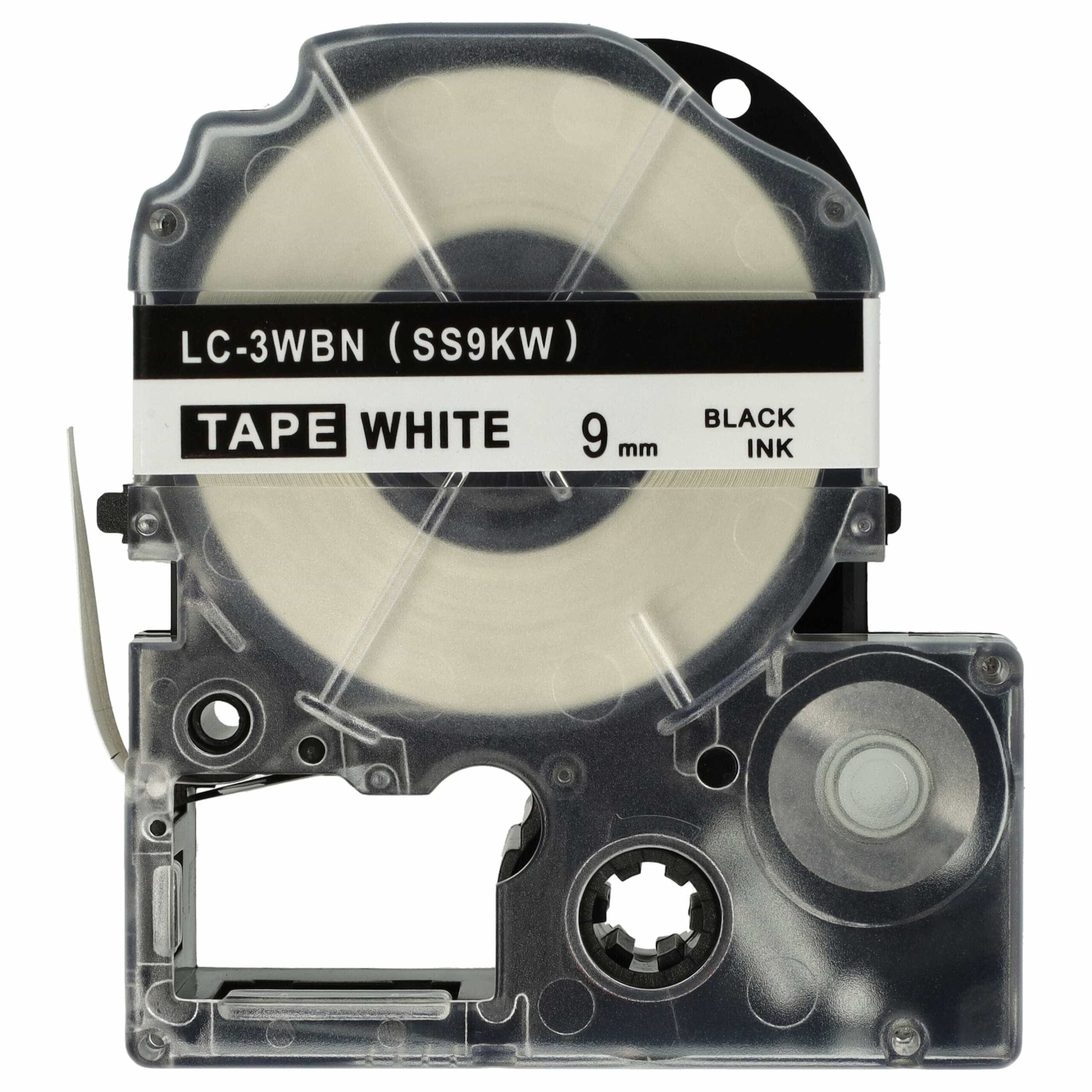Fita de Etiquetagem Compatível com Epson LC-3WBN - 9 mm Preto sobre Branco
