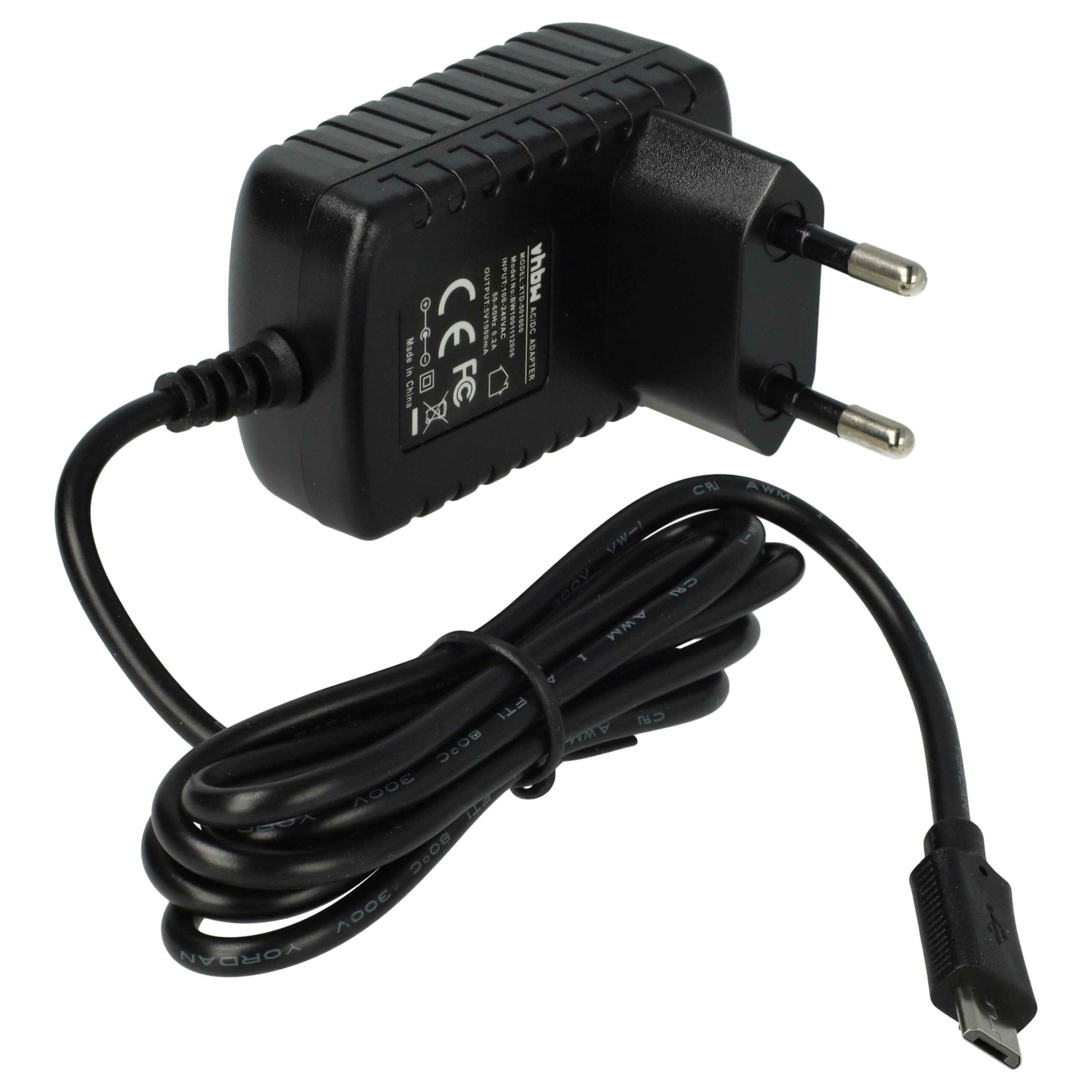 Carregador Micro USB vhbw compatível com Philips CP1759/01, CP1484/01 - 1.0 A / 5 V