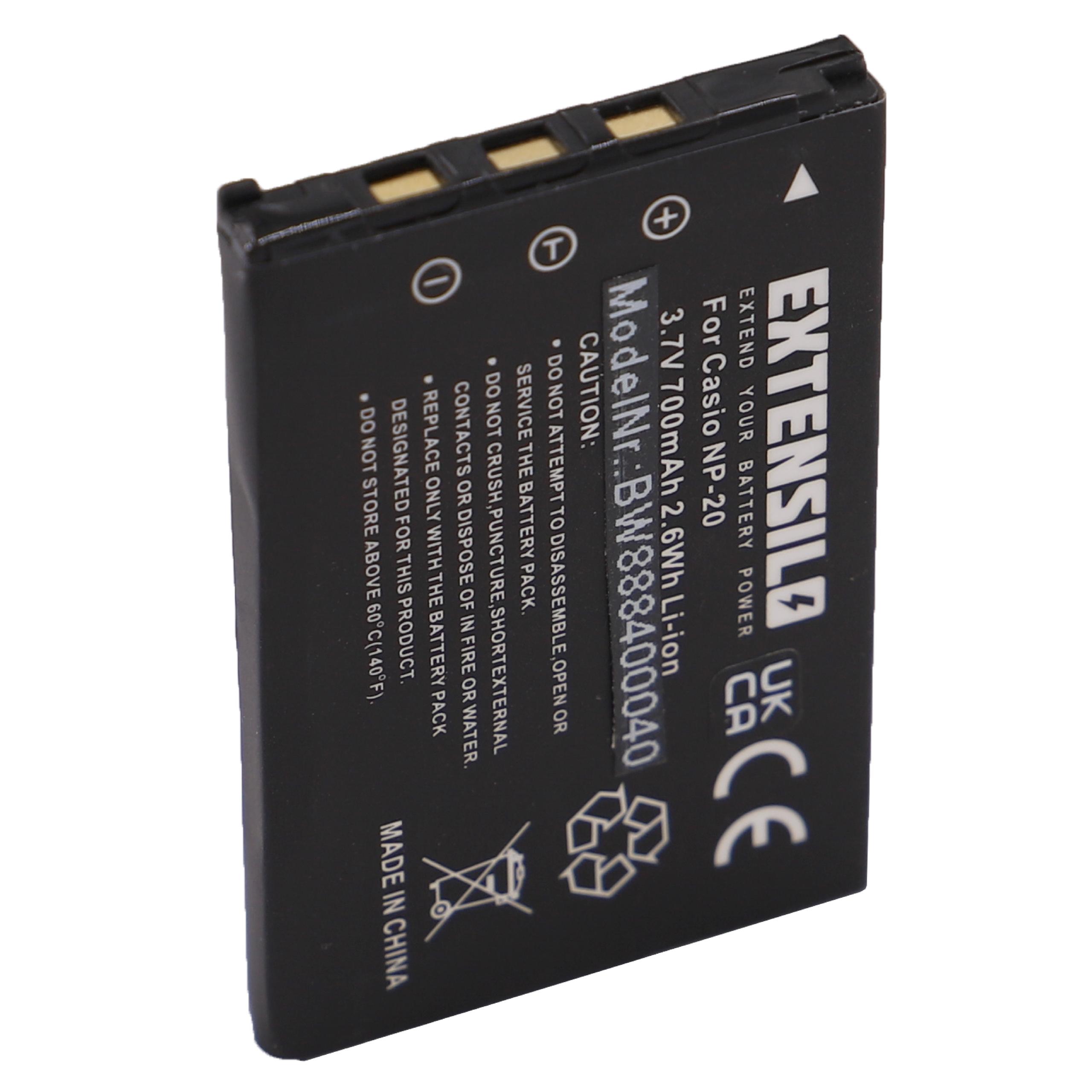 Bateria de Substituição EXTENSILO para Casio NP-20 - 700mAh, 3.7V, Li-Ion (Pack 2x) - Image 2
