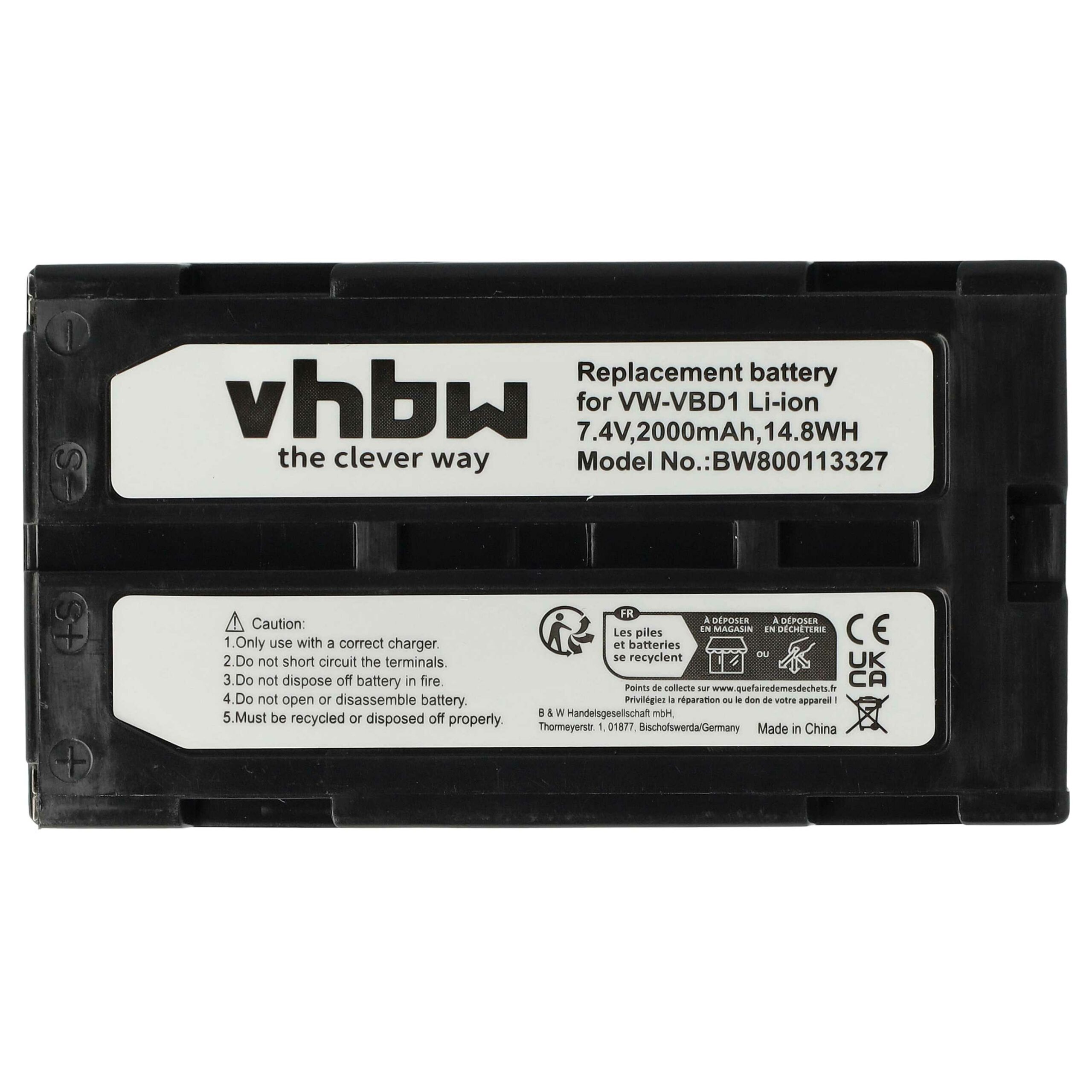 Bateria vhbw para Câmaras Vídeo Hitachi / JVC / RCA - 2000 mAh 7.4V Li-Ion - Image 3