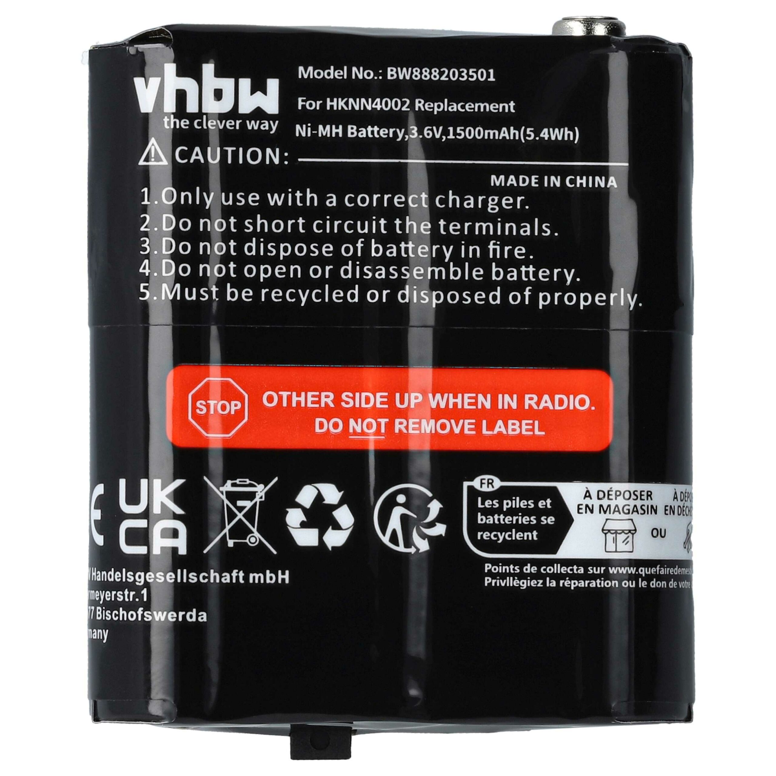 Bateria vhbw para Motorola 4002A - 10 unidades 1500 mAh 3.6V NiMH - Image 3