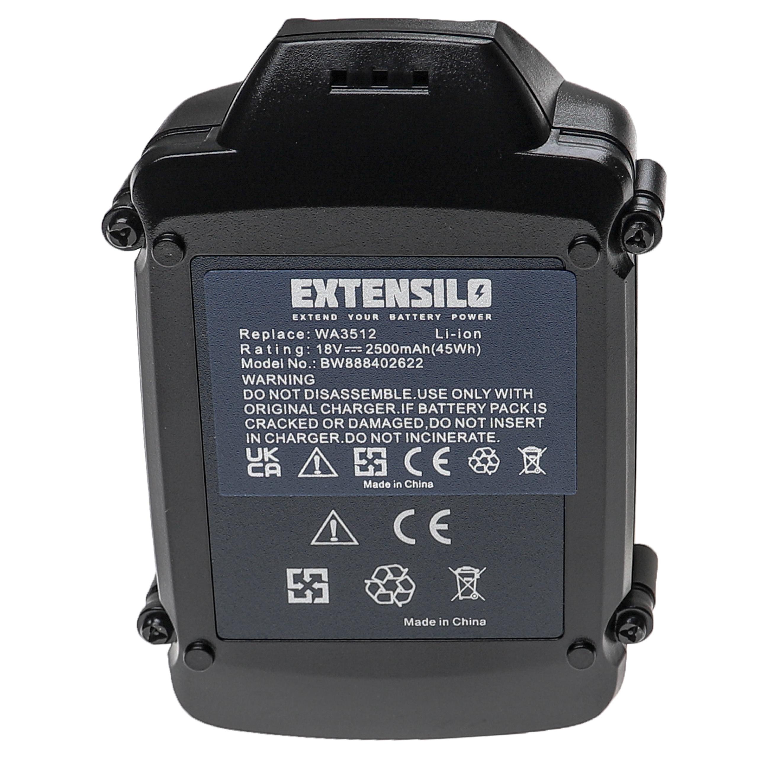 Bateria EXTENSILO para Rockwell RW9351.1 - 18 V, 2500 mAh, Li-Ion - Image 2