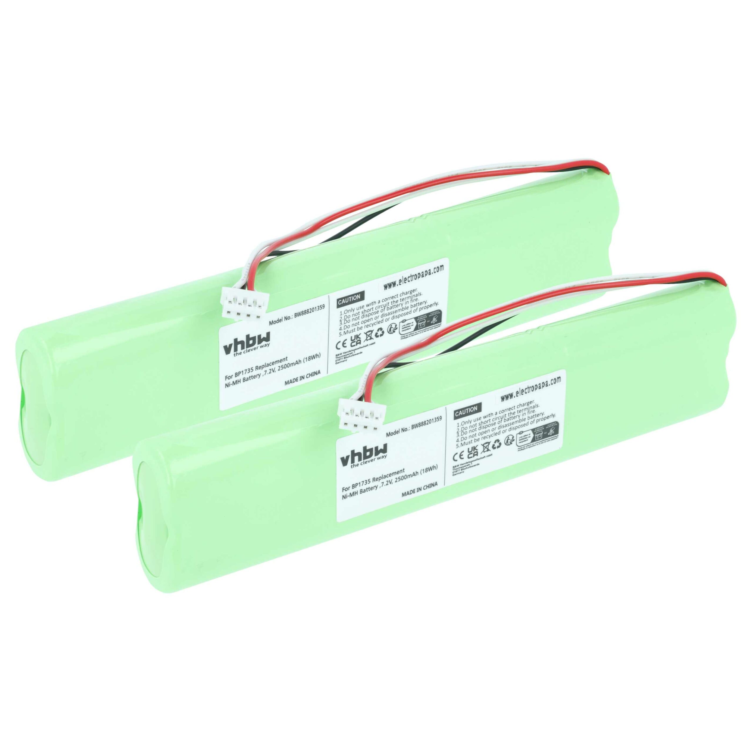 Bateria vhbw 2x Compatível Fluke BP1735 - 2500 mAh 7.2 V NiMH