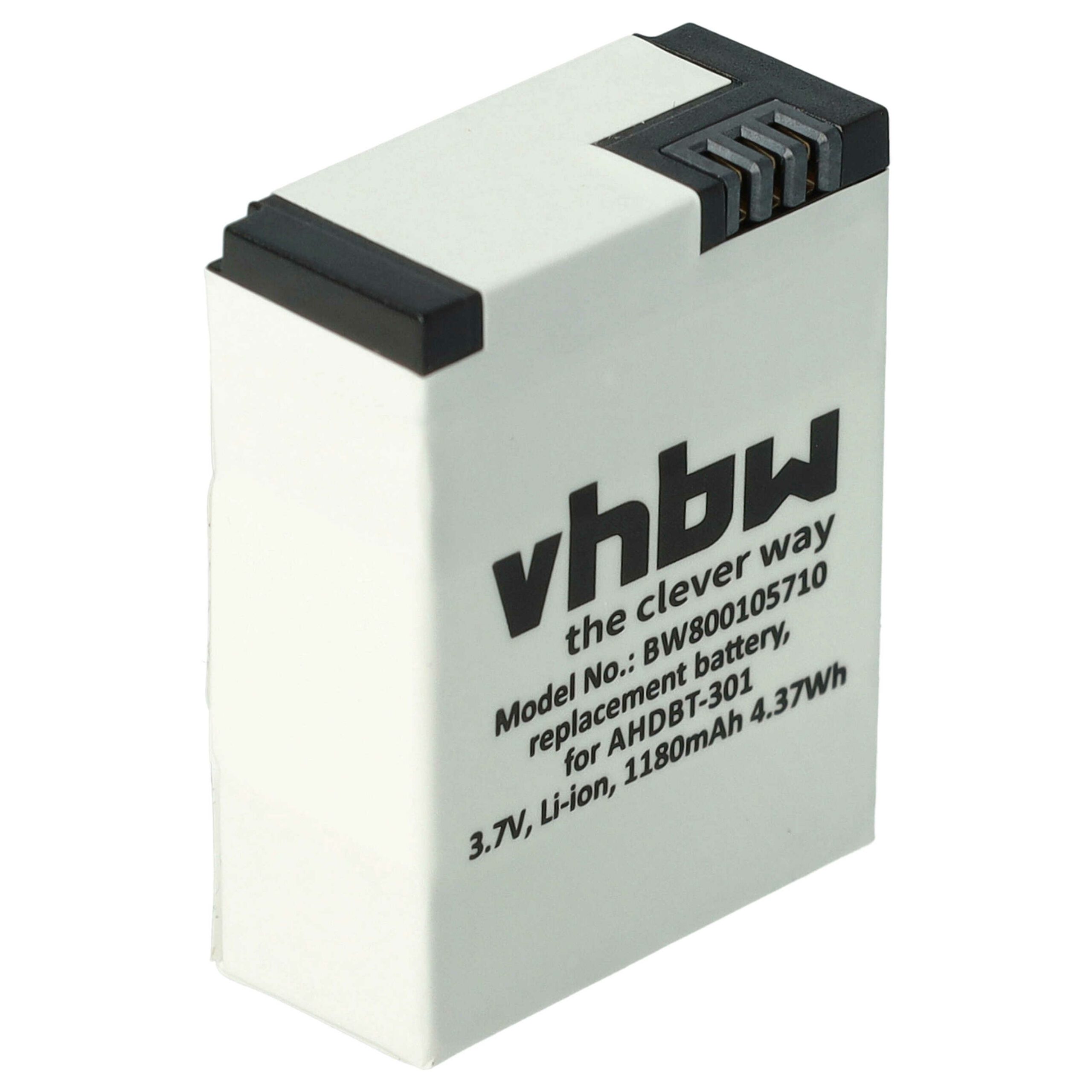 Bateria de substituição para GoPro vhbw 1180 mAh 3.7 V Li-polymer
