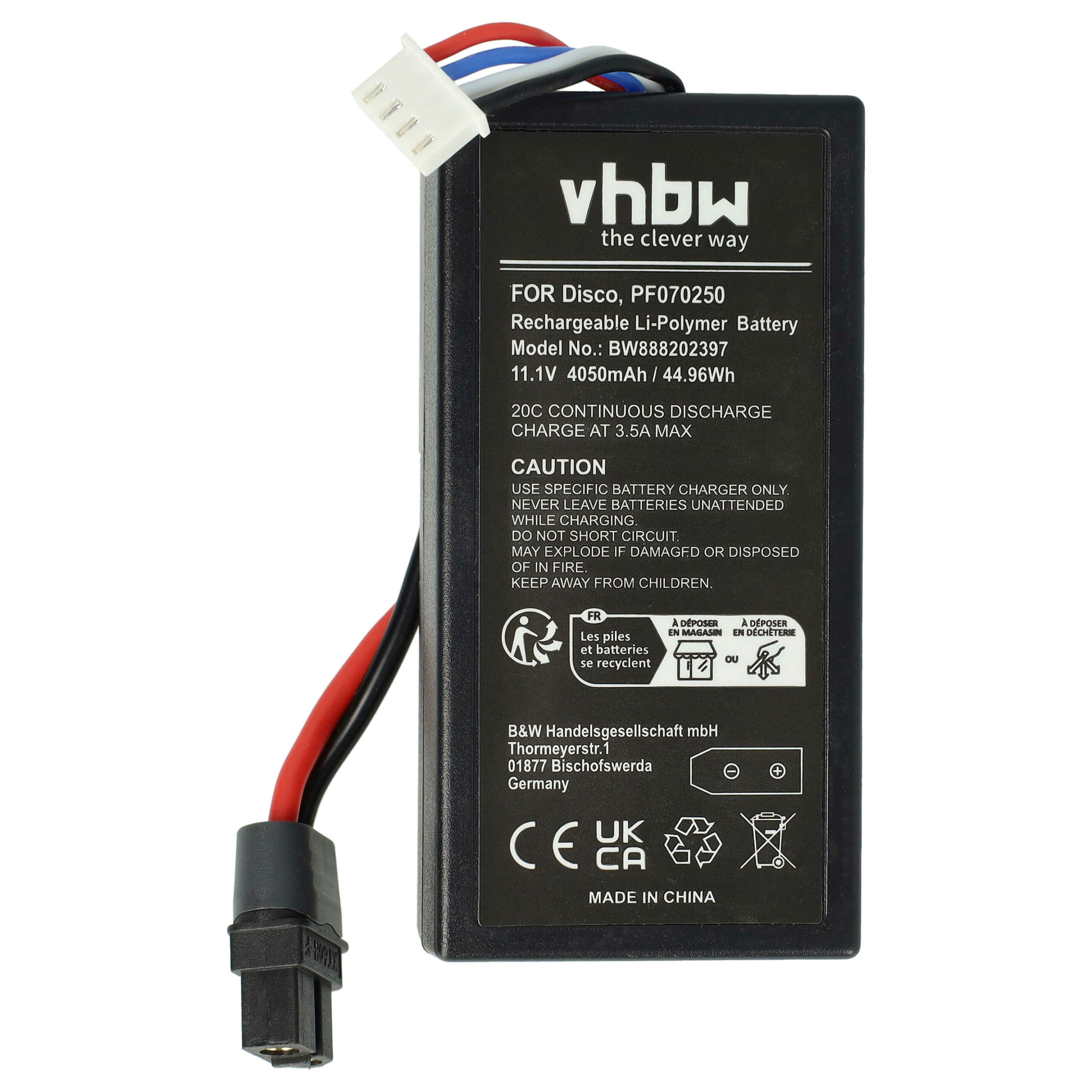 Bateria vhbw para Parrot Disco - 4050 mAh 11.1 V Li-polímero