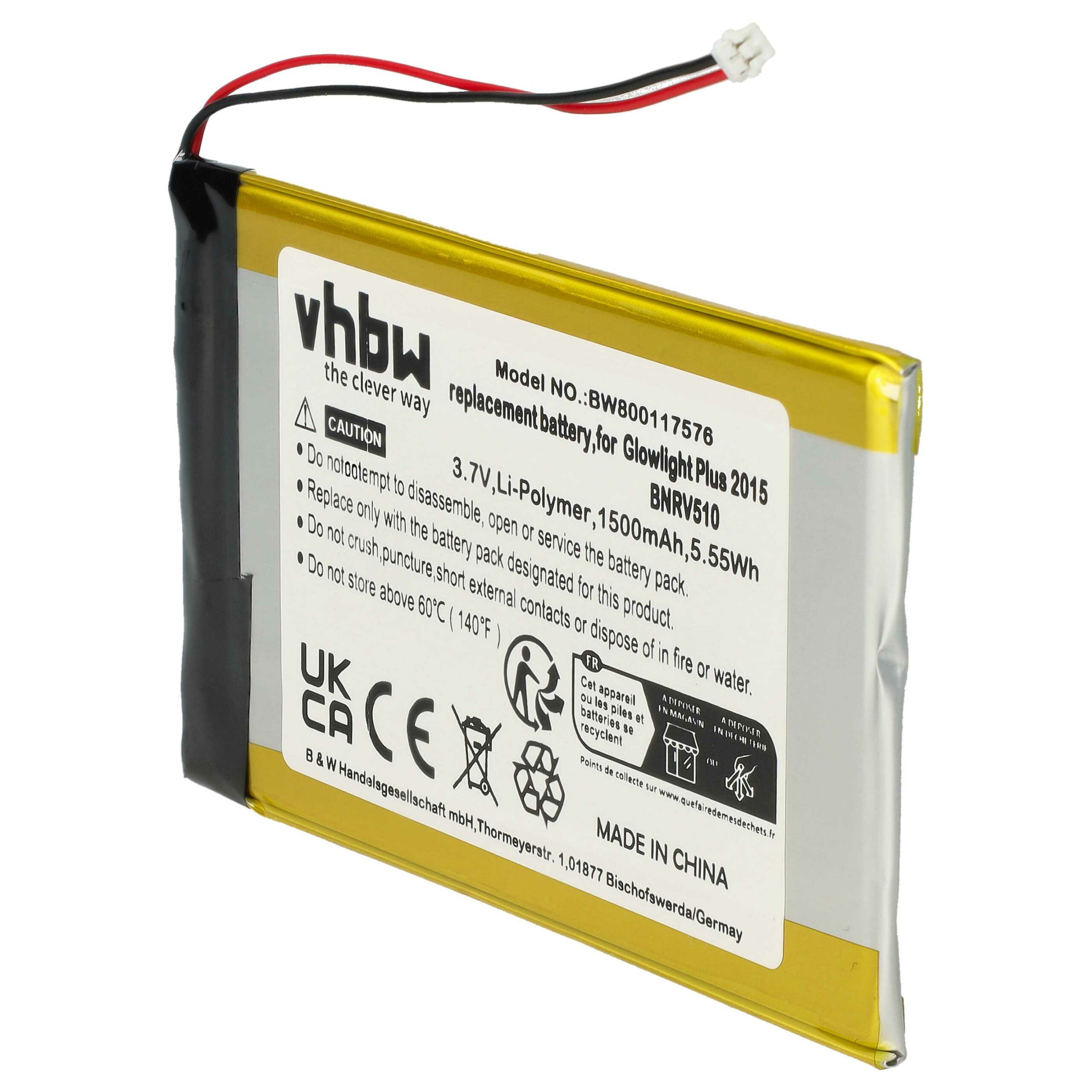 Bateria para Tolino Shine 1, 3, 2 HD, Tolino Vision 2, 4 HD - 1500 mAh 3.7 V Li-polímero vhbw