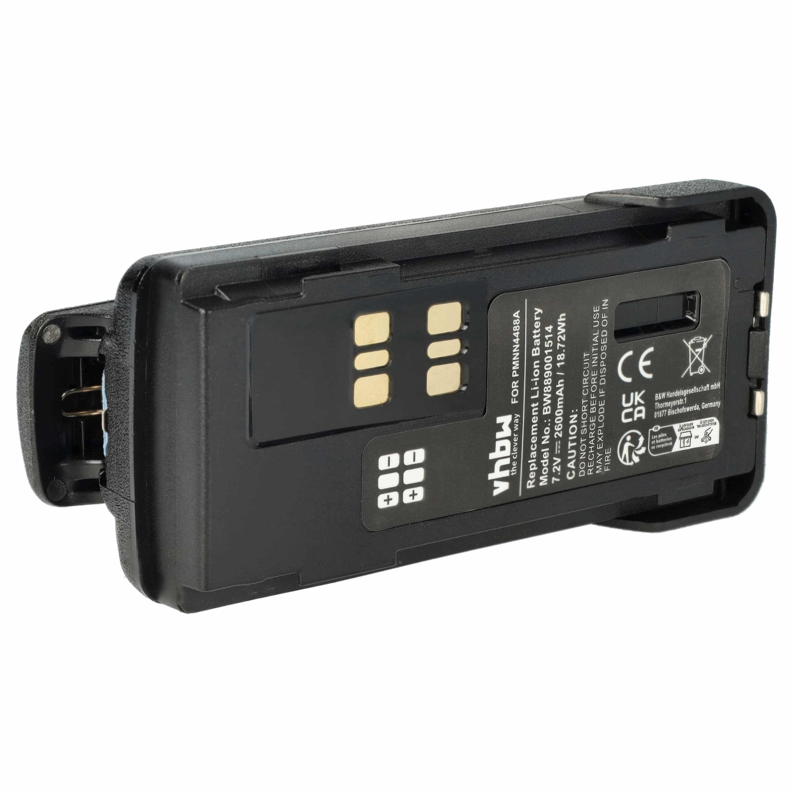 Bateria vhbw para Motorola PMNN4488a - 2600 mAh 7.4 V Li-Ion com Clip de Cintura - Image 3