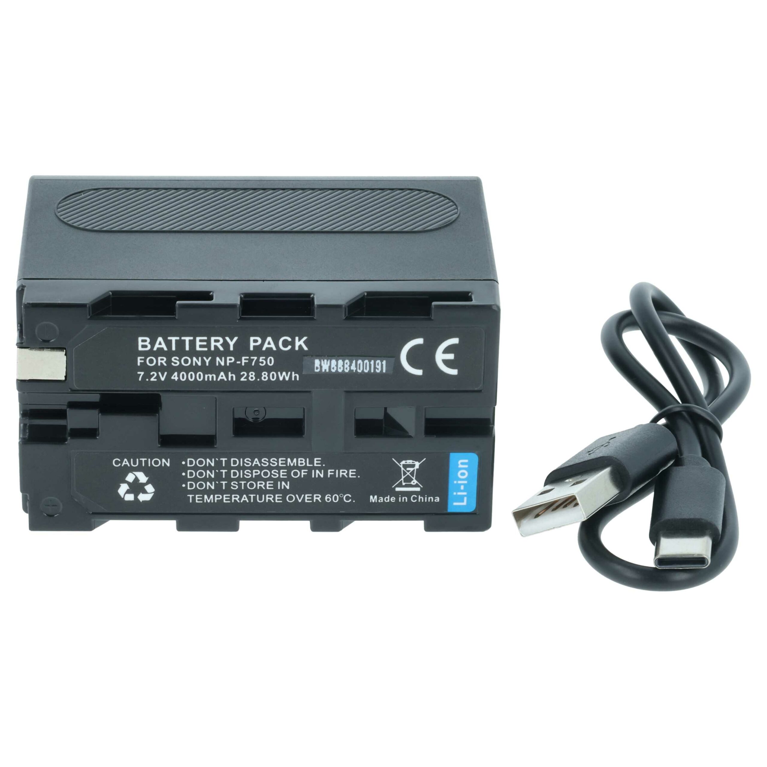 Bateria vhbw compatível com Sony NP-F950, NP-F930/B, NP-F950/B, NP-F930, NP-F750, NP-F960 - 4000mAh, 7.4V, Li-Ion - Image 3