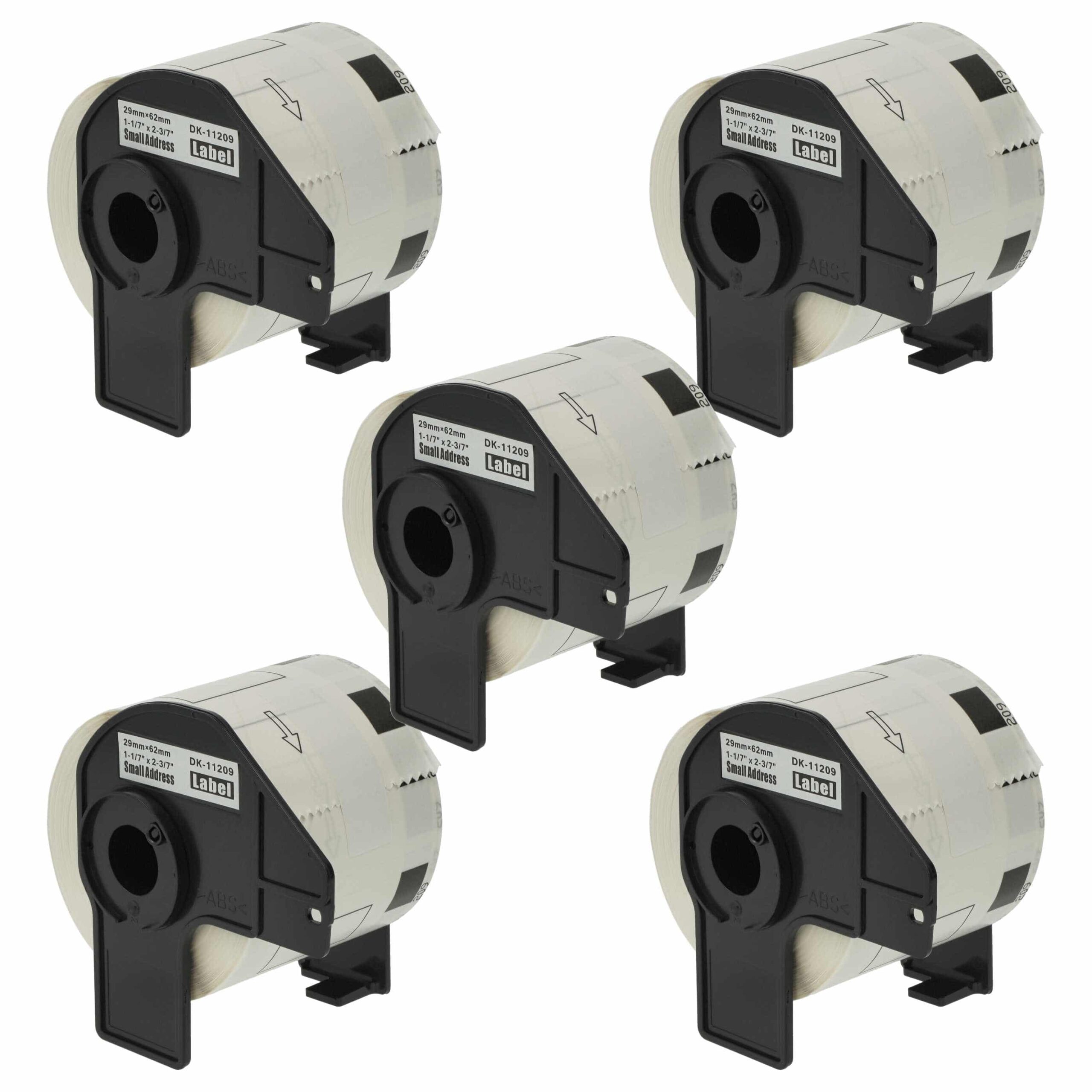 Pack 5x Rolos de Etiquetas Compatível Brother DK-11209 - Premium 62 mm x 29 mm + Suporte