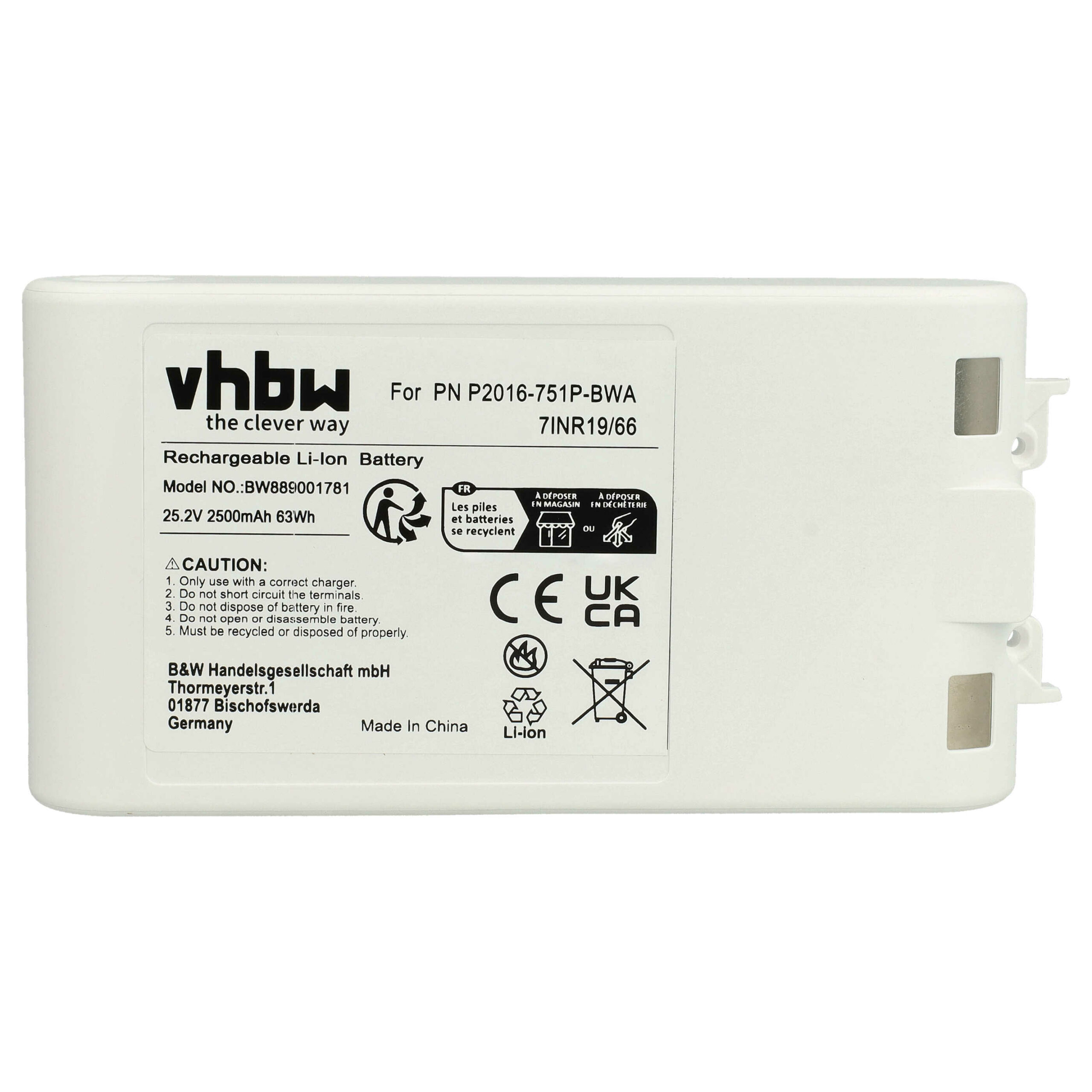 Bateria vhbw para Xiaomi P2016-751P-BWA - 2500mAh, 25.2V, Li-Ion - Image 2