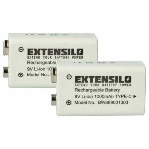 Bateria 9V Li-Ion 2x EXTENSILO compatível com Daitem BATV13 - 1 Ah
