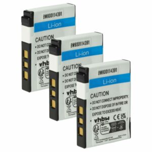 Pack 3x Bateria vhbw compatível Kodak Klic-7002 - 460mAh, 3.6V, Li-Ion