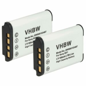2x Bateria compatível Sony NP-BX1 - 1000mAh, 3.6V, Li-Ion vhbw