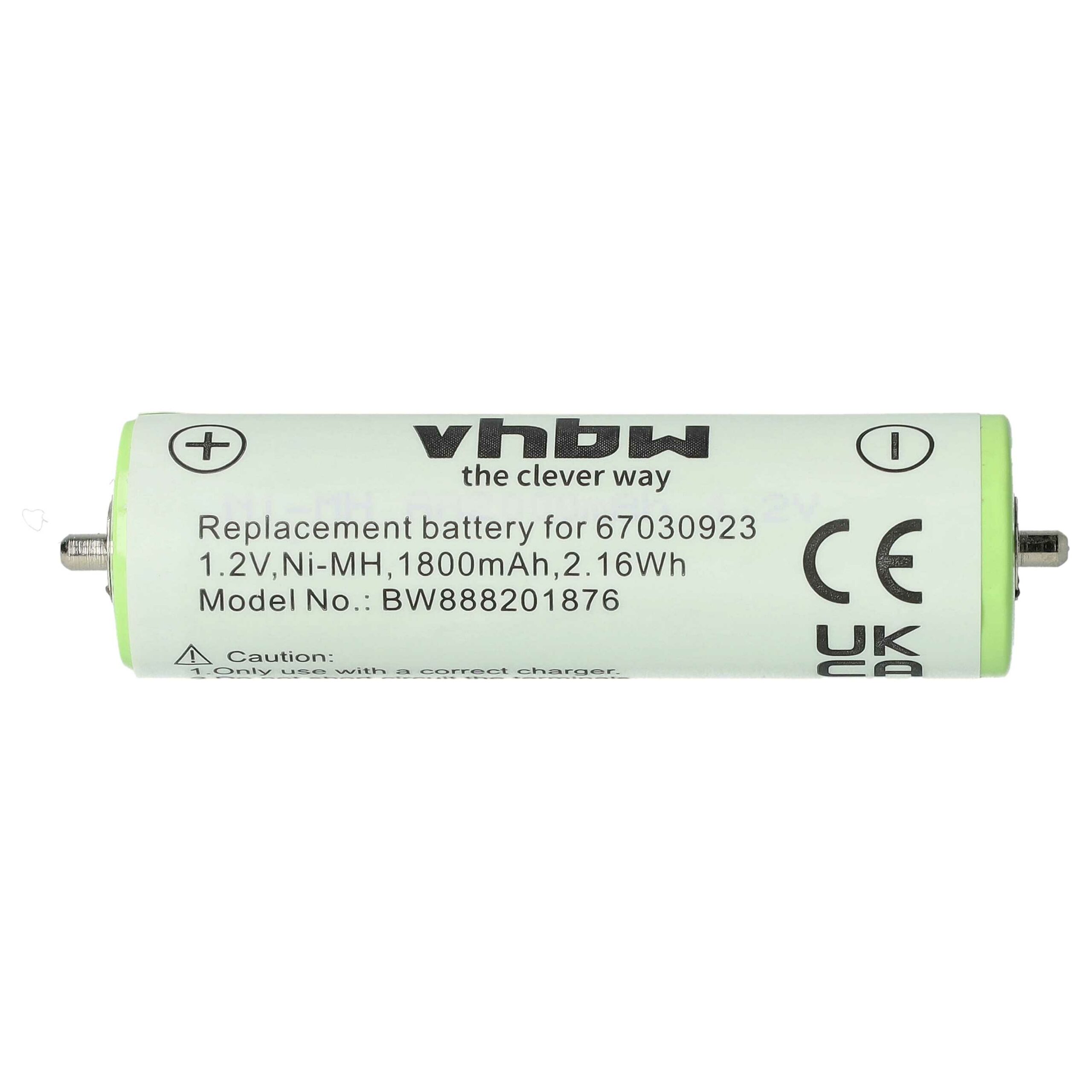 Bateria para Máquina de Barbear Braun compatível com 67030923, HR-AAUV, 7030923, 67030834, 67030165 - 1800 mAh 1.2 V NiMH