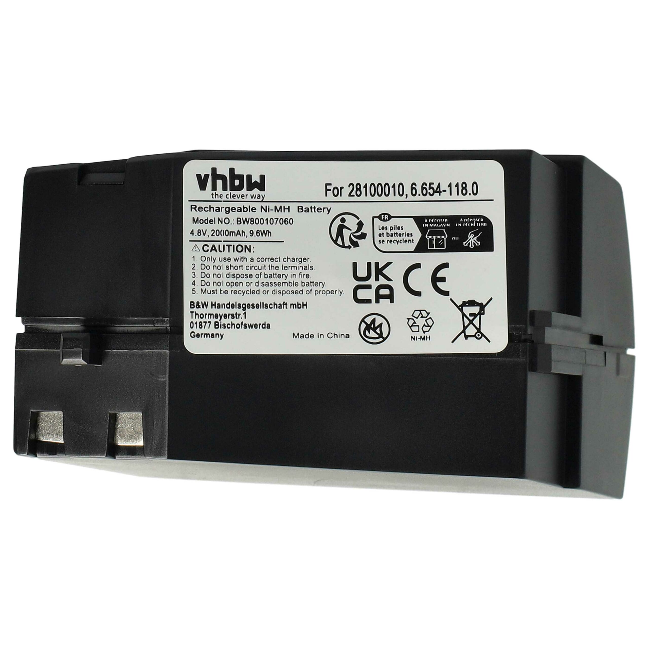 Bateria compatível Kärcher KB 5, K65 Plus, K55 Pet - 2000mAh, 4.8V, NiMH vhbw - Image 3