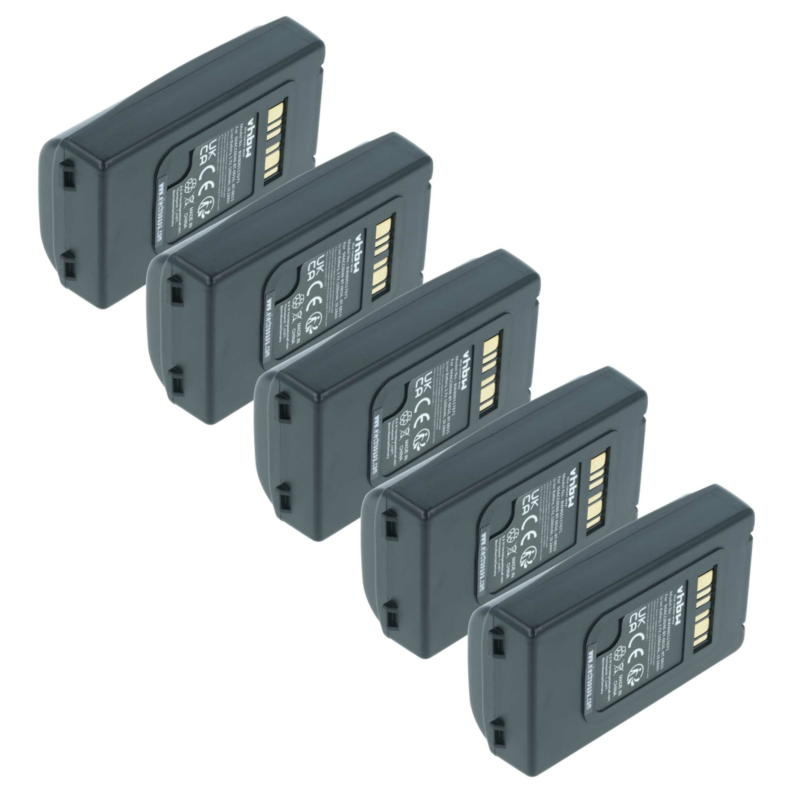 5x Bateria vhbw para Datalogic 94ACC0048, BT-0015, 94ACC0046 - Scanner POS 5200 mAh 3.7V