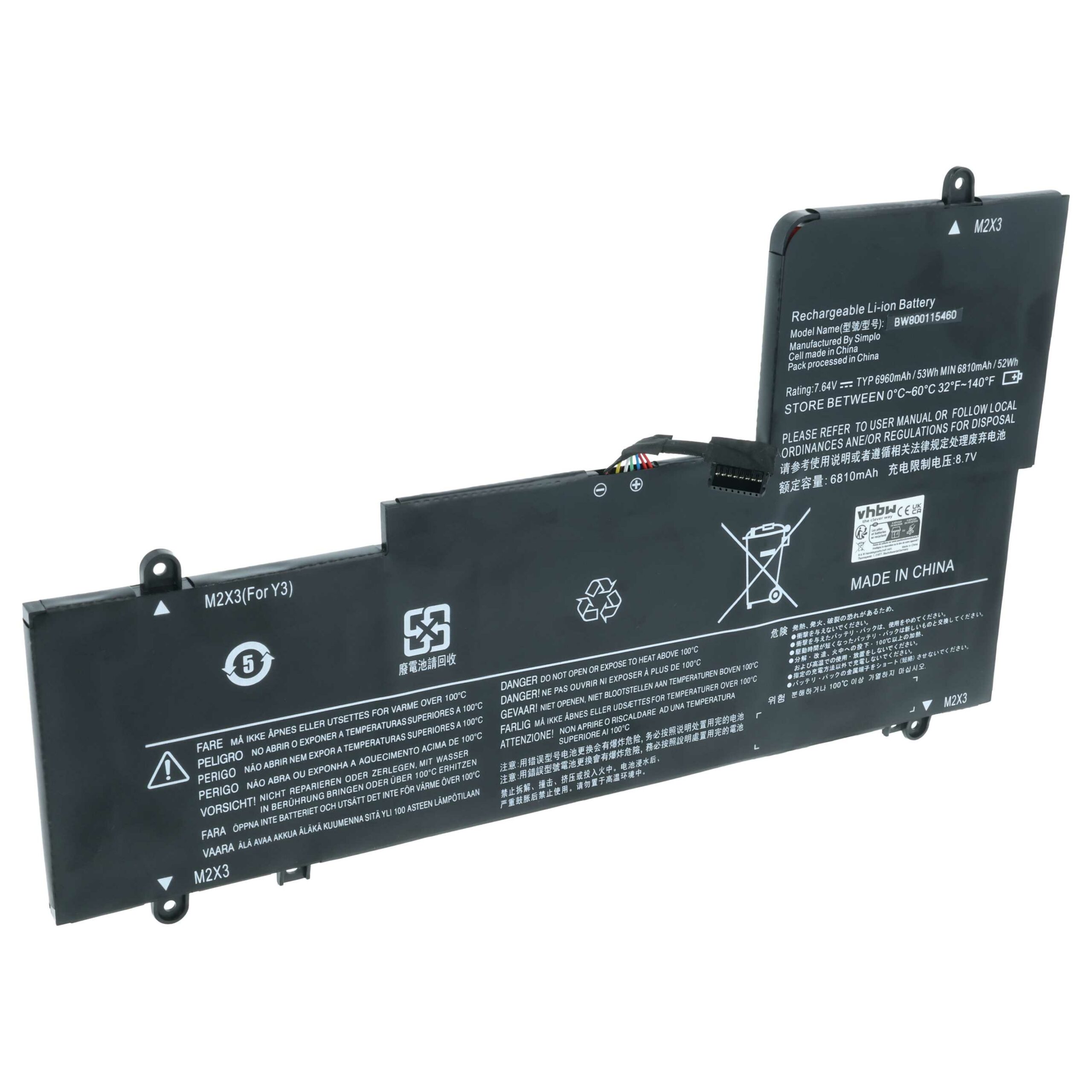 Bateria vhbw para Lenovo - 6960 mAh 7.64 V Li-Polymer (5B10K90802, L15M4PC2, L15L4PC2, 5B10K90778)