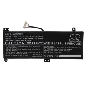 Bateria vhbw para Clevo PA70BAT-4, 6-87-PA70S-61B00 - 4200 mAh 15 V Li-polymer