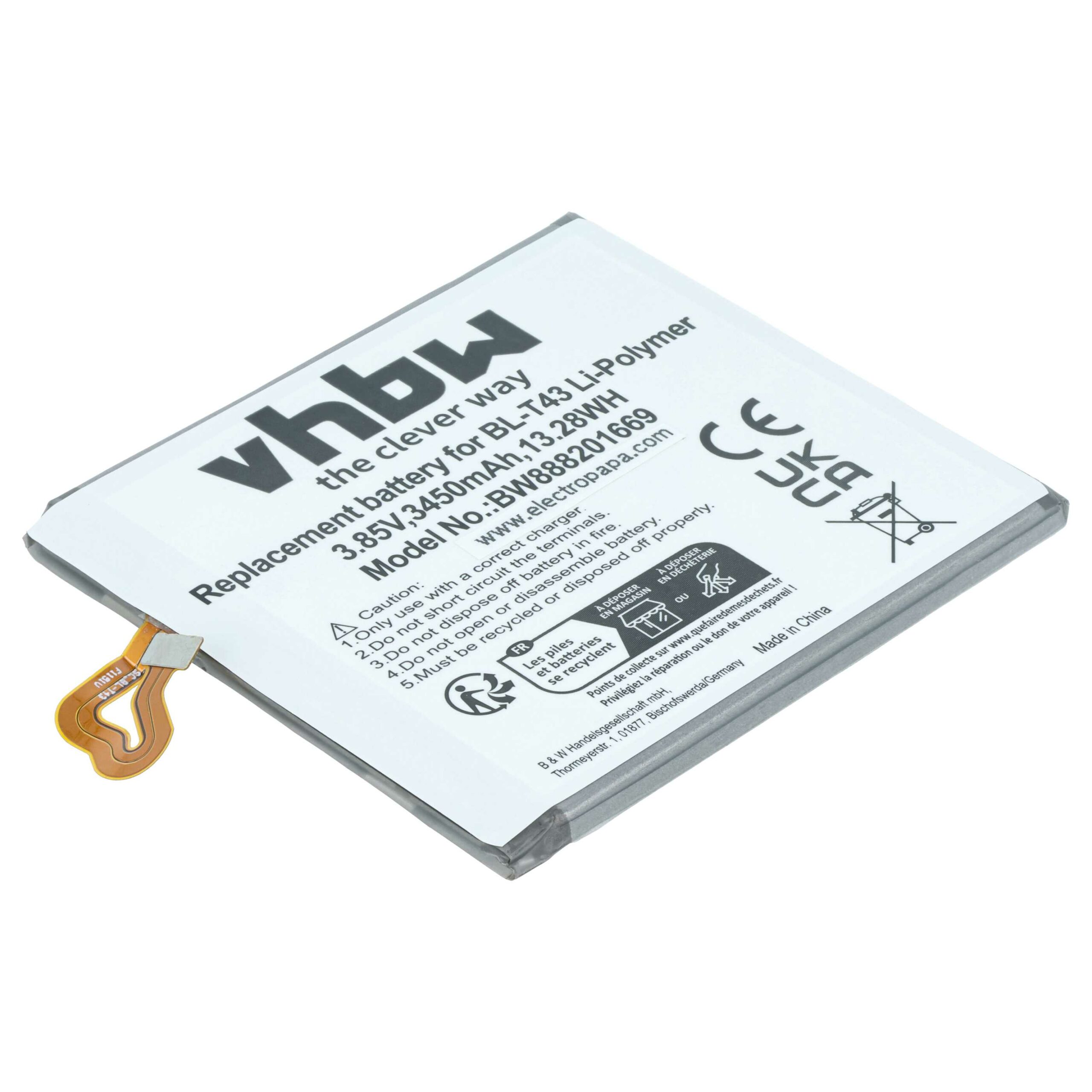 Bateria para Telemóvel LG EAC64518901, BL-T43 - 3450 mAh 3.85 V Li-polymer vhbw - Image 3