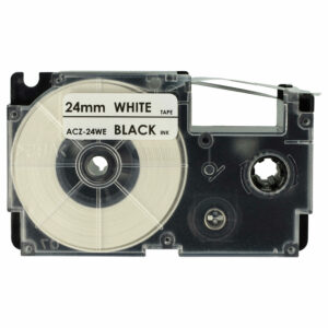 Fita de Etiquetas vhbw Substitui Casio XR-24WE, XR-24WE1 - 24 mm Preto sobre Branco
