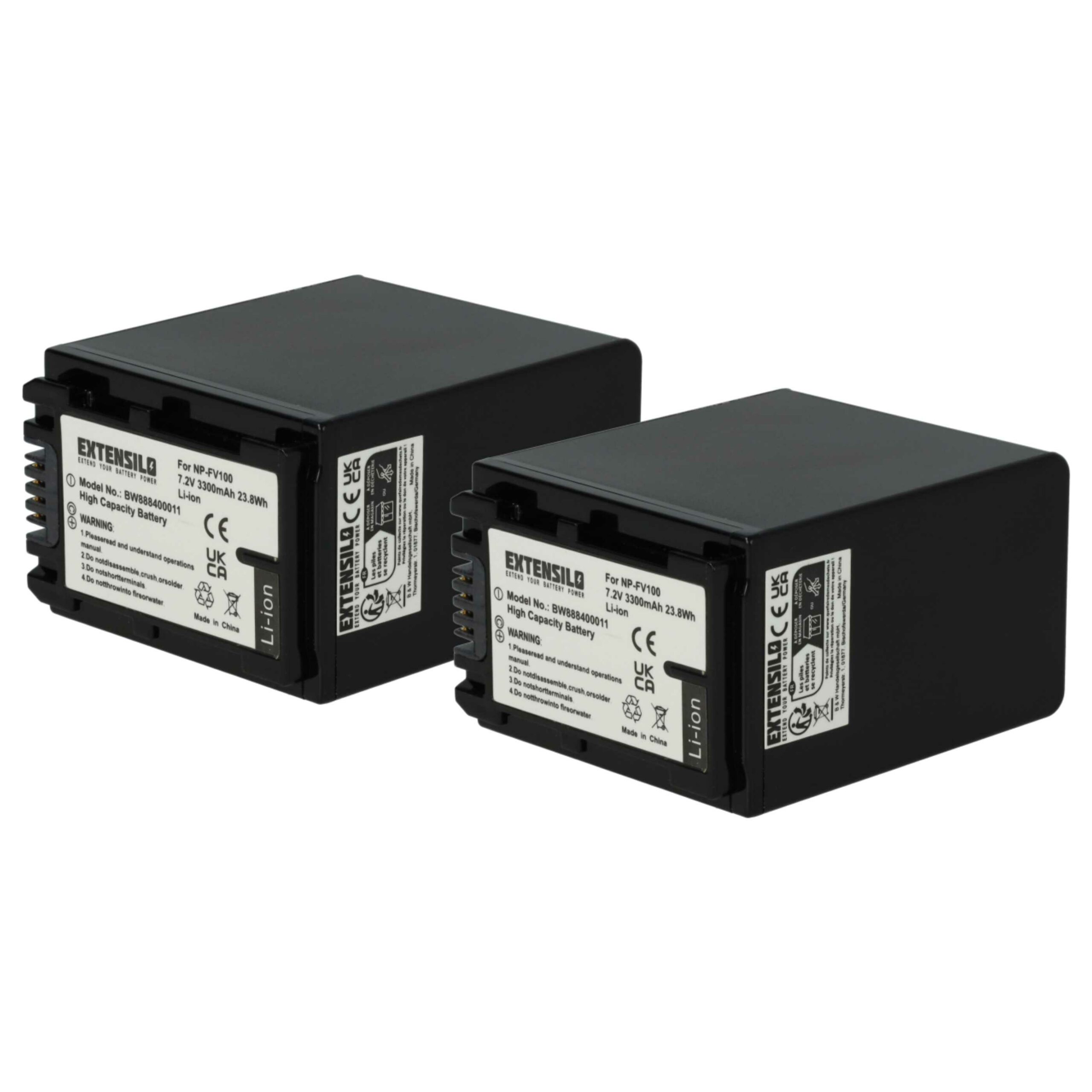 2x Baterias EXTENSILO para Sony NP-FH50, NP-FV40, NP-FV100 - 3300mAh, 7.4V