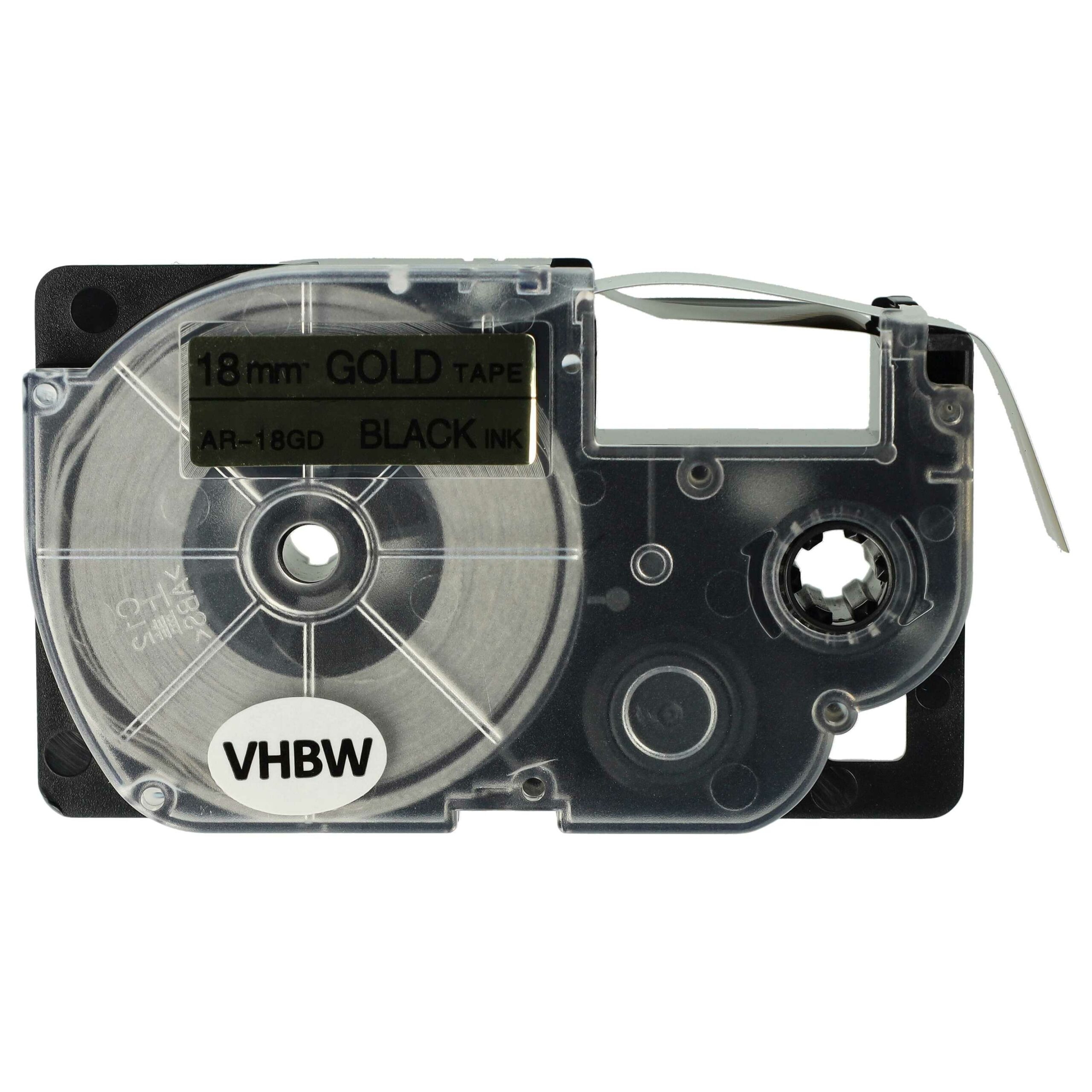 Fita para Etiqueteira vhbw substitui Casio XR-18GD, XR-18GD1 - 18 mm Preto sobre Dourado - Image 3