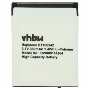 Bateria Smartwatch vhbw 380 mAh 3.7 V Li-Polímero para Simvalley PW-430, DZ09, GT08
