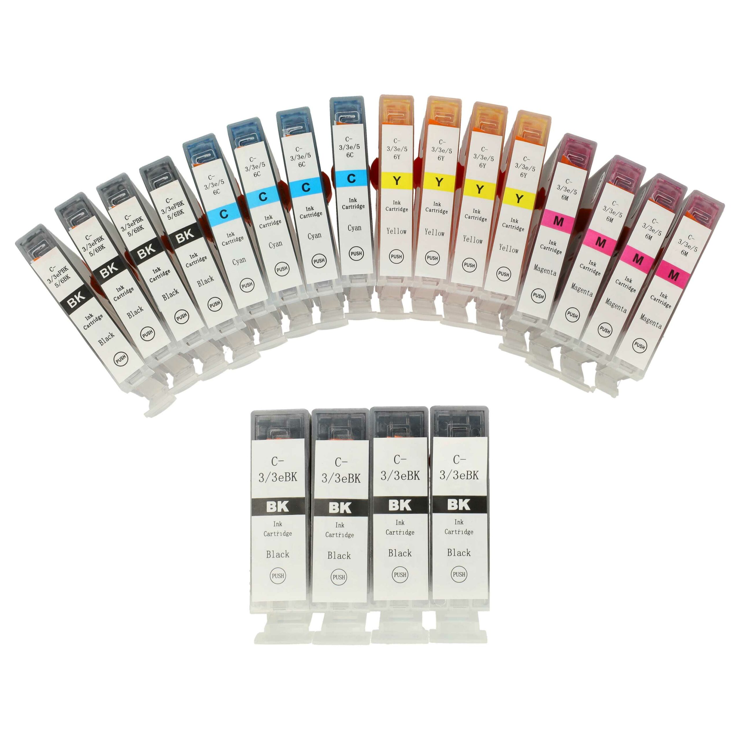 Conjunto de 20x Tinteiros vhbw para Canon IP3000, i550, i560 - Preto / Cores