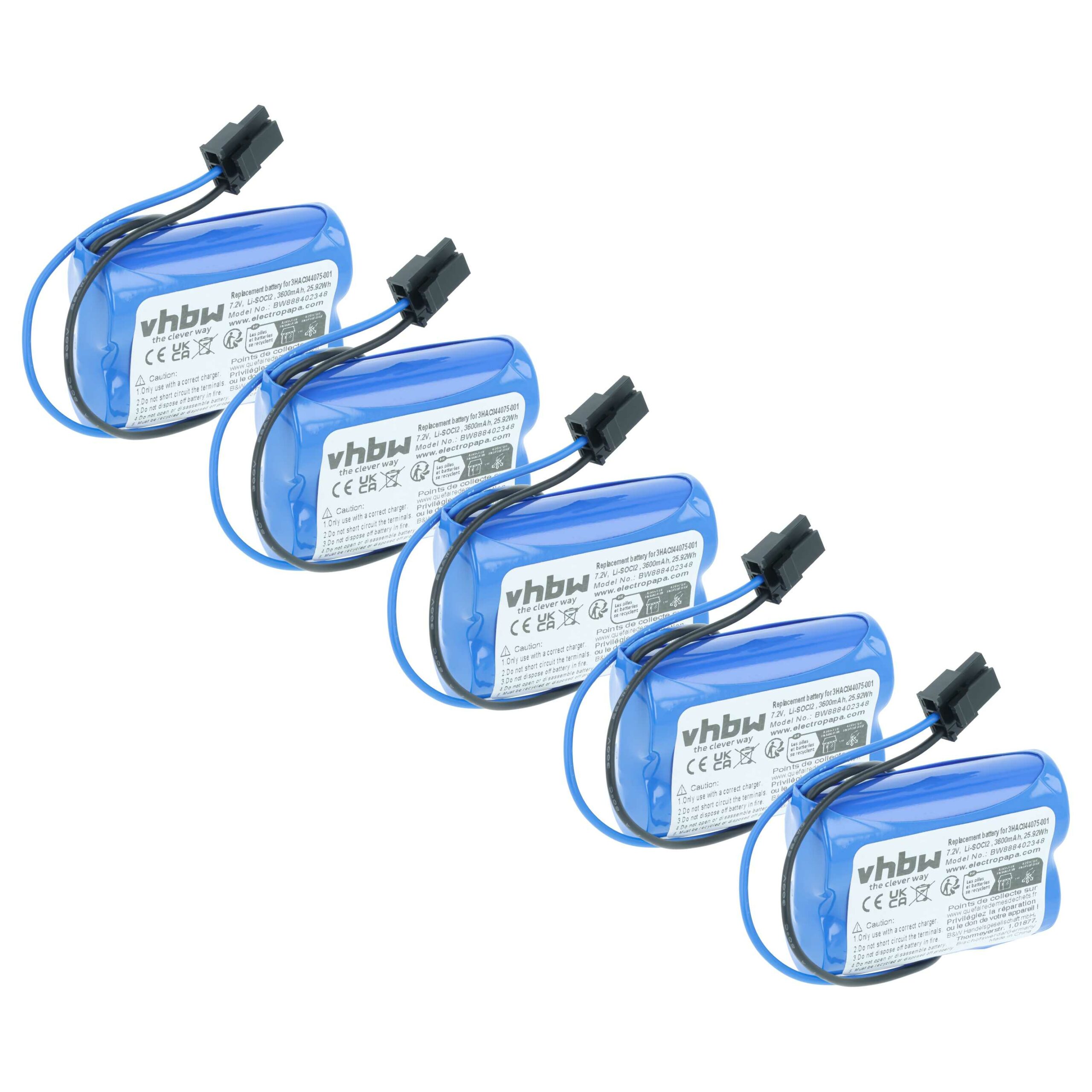 Bateria industrial vhbw 5x para robô ABB (3600 mAh, 7.2 V, Li-SOCl2)