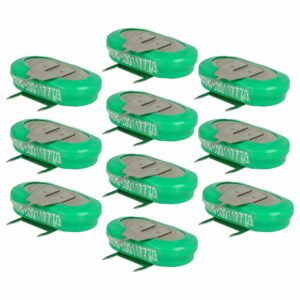 10x Bateria Botão vhbw 1/V150H 3 Pinos NiMH 150 mAh 1.2 V para Modelos Reduzidos e Lâmpadas Solares