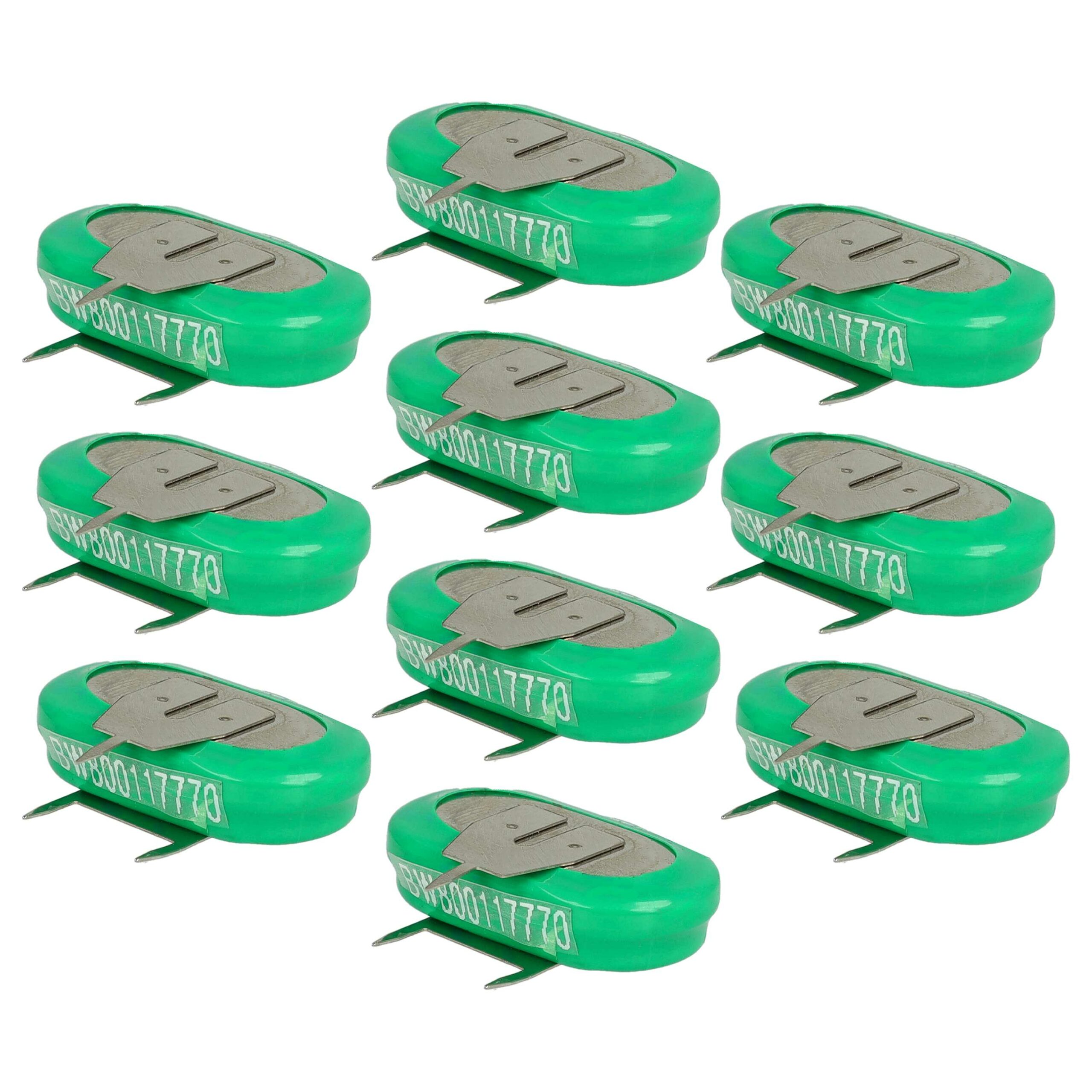 10x Bateria Botão vhbw 1/V150H 3 Pinos NiMH 150 mAh 1.2 V para Modelos Reduzidos e Lâmpadas Solares